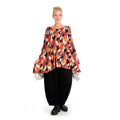 A-Form Bigshirt von AKH Fashion aus Viskose, 1131.00593, Schwarz-Flieder-Orange, Raute