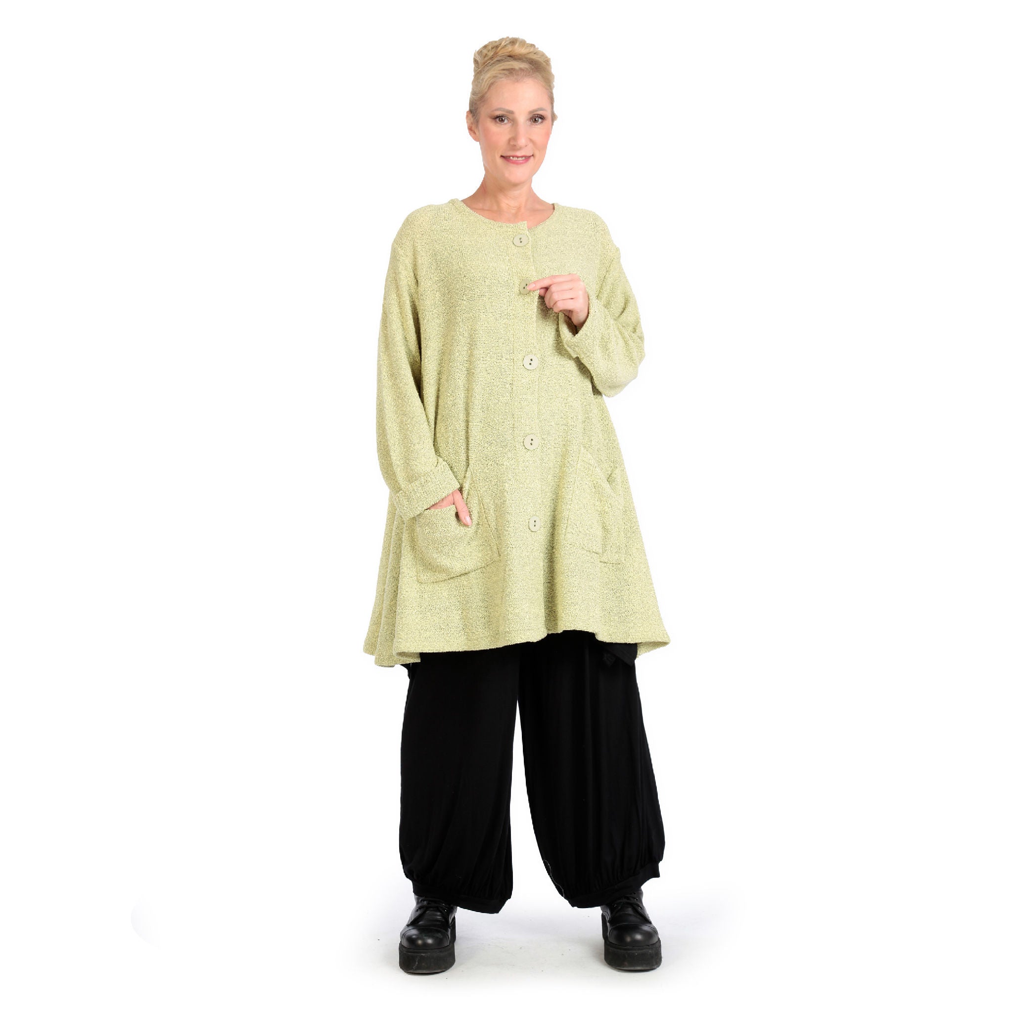  A-Form Jacke von AKH Fashion aus Materialmix, 1133.01382, Hellgrün, Schick, Modern, Bequem
