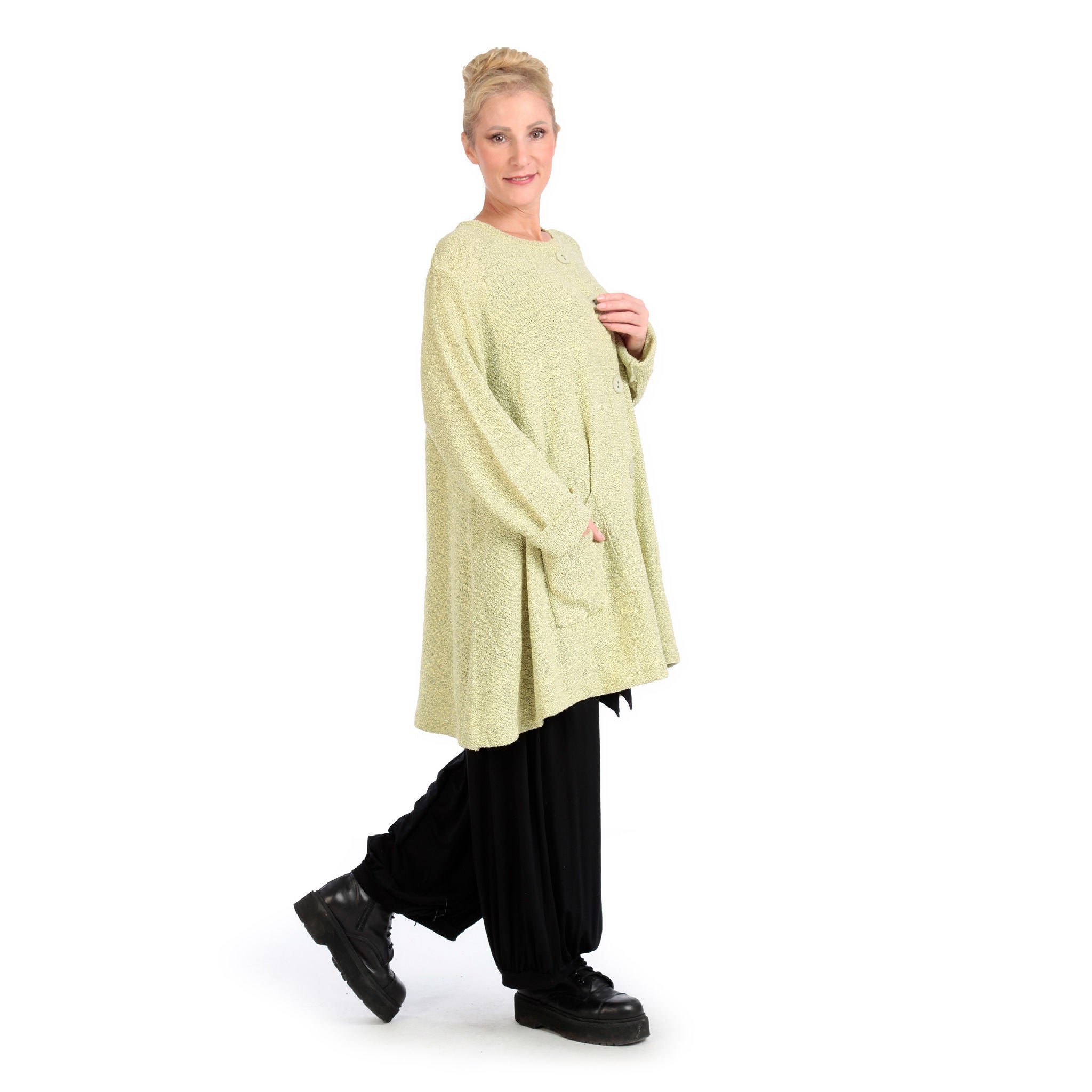  A-Form Jacke von AKH Fashion aus Materialmix, 1133.01382, Hellgrün, Schick, Modern, Bequem