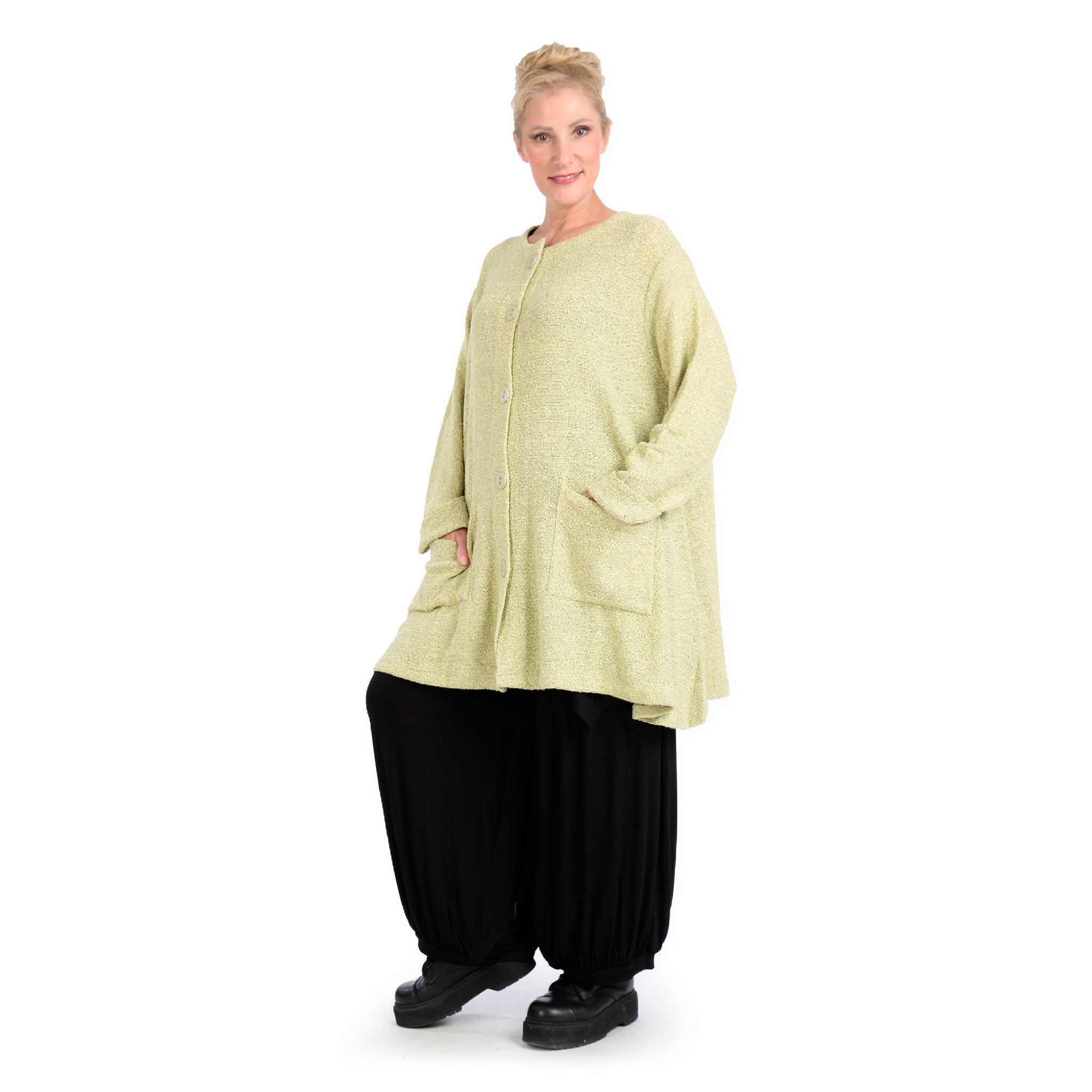  A-Form Jacke von AKH Fashion aus Materialmix, 1133.01382, Hellgrün, Schick, Modern, Bequem