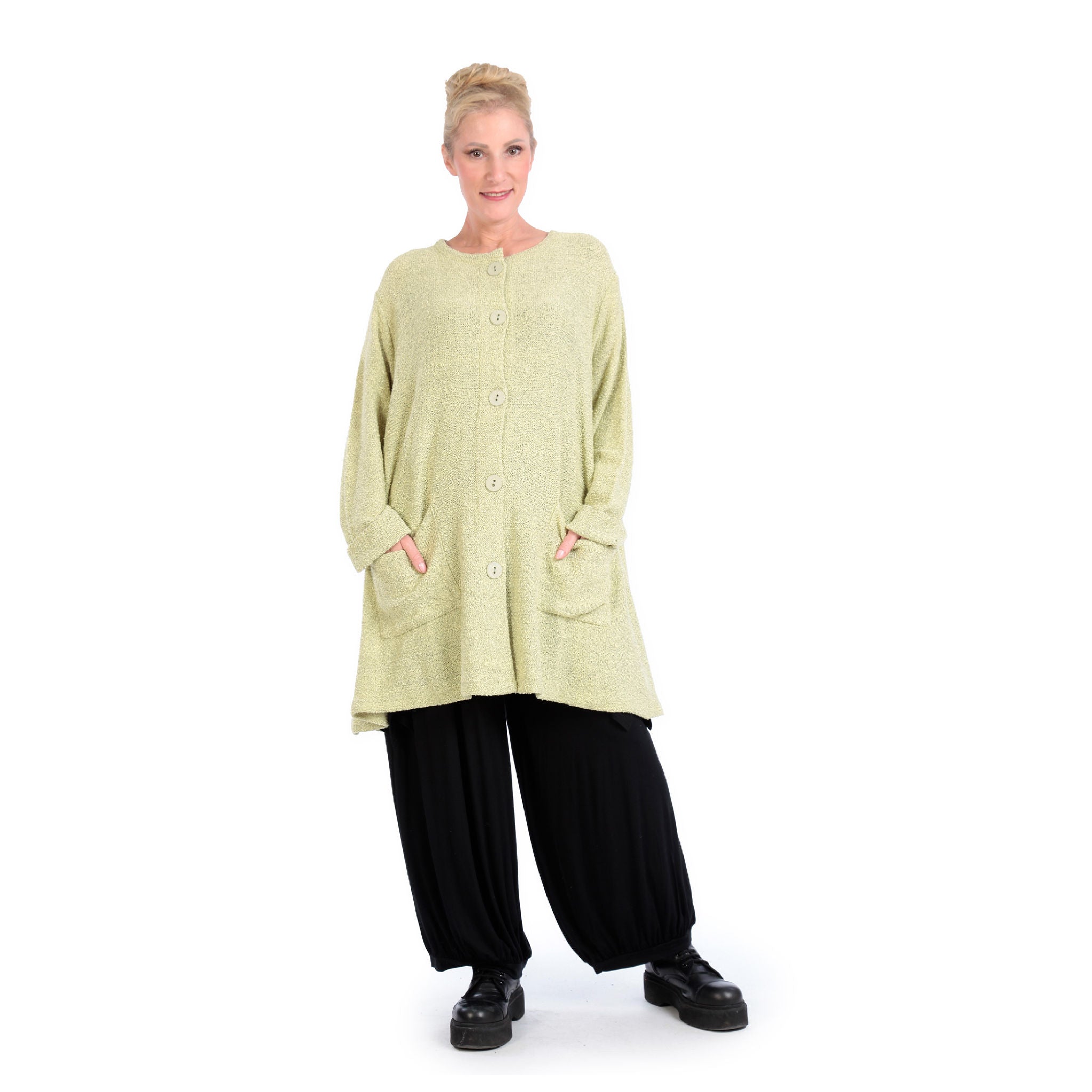  A-Form Jacke von AKH Fashion aus Materialmix, 1133.01382, Hellgrün, Schick, Modern, Bequem