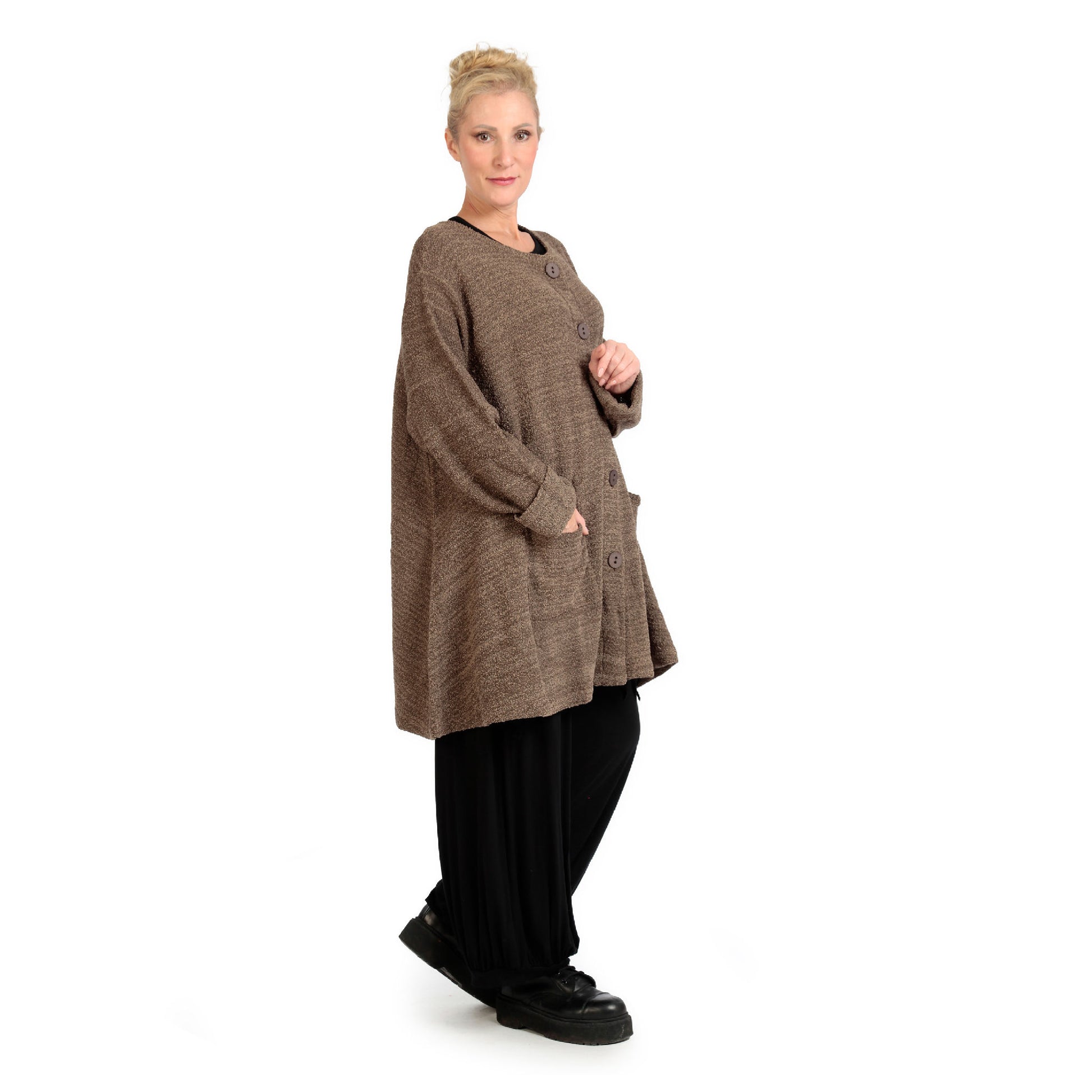  A-Form Jacke von AKH Fashion aus Materialmix, 1133.01382, Cognac, Unifarben, Ausgefallen