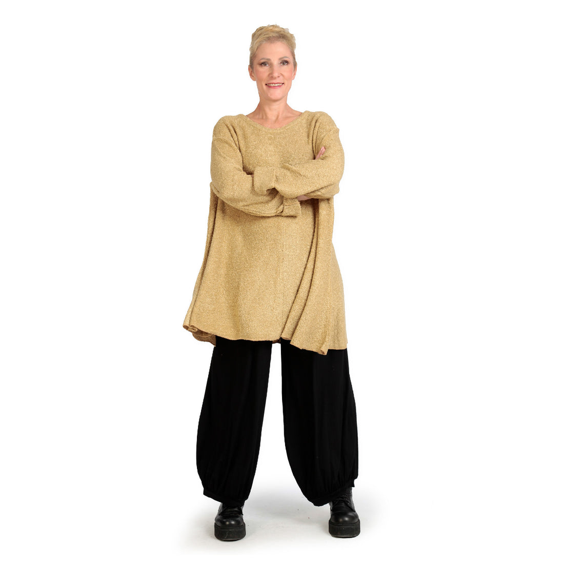  Shirt von AKH Fashion aus Materialmix in Glocken-Form, 1133.01892, Beige, Schick, Modern