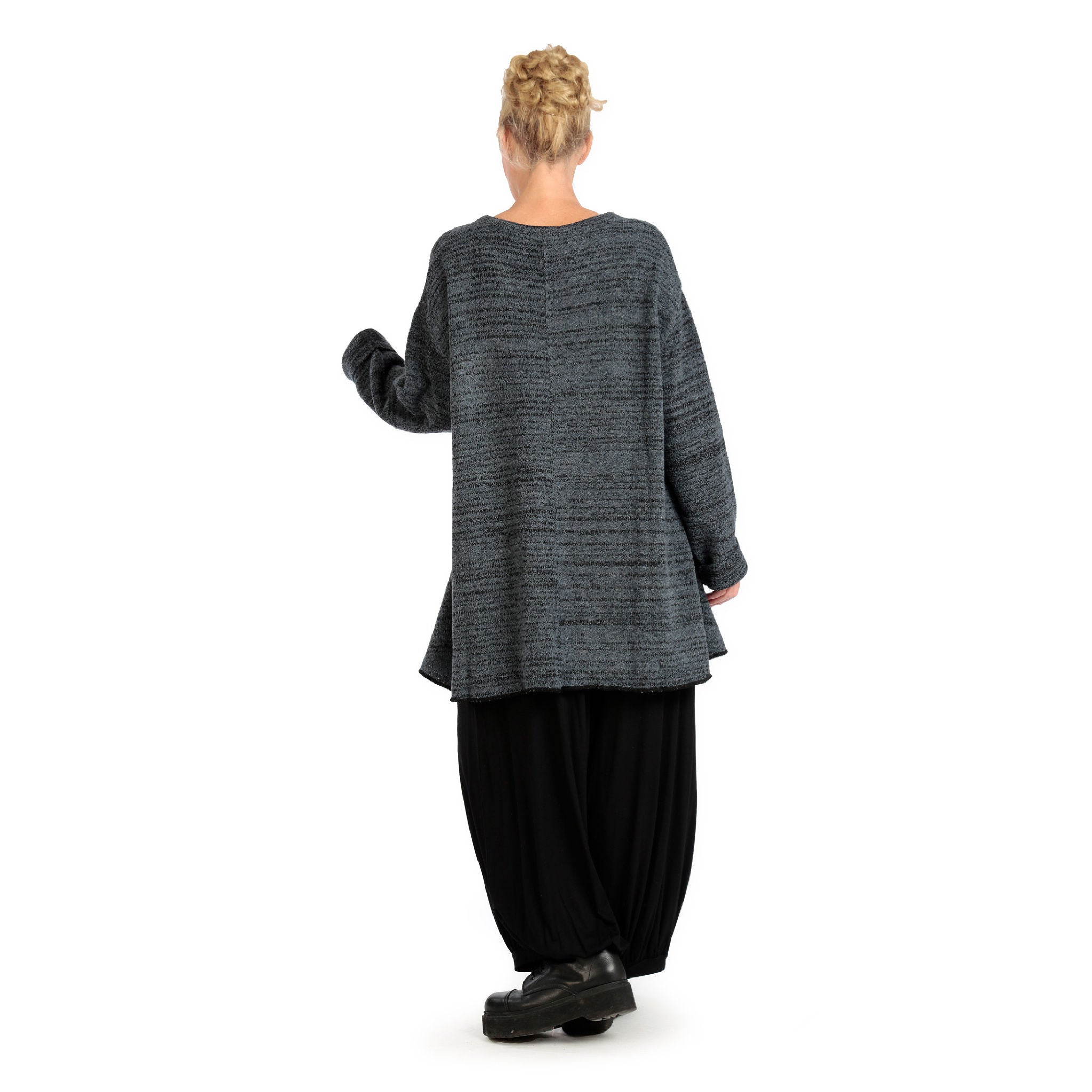  AKH Fashion Shirt in Glocken-Form, aus Materialmix, 1134.01892, Grau-Schwarz-Meliert
