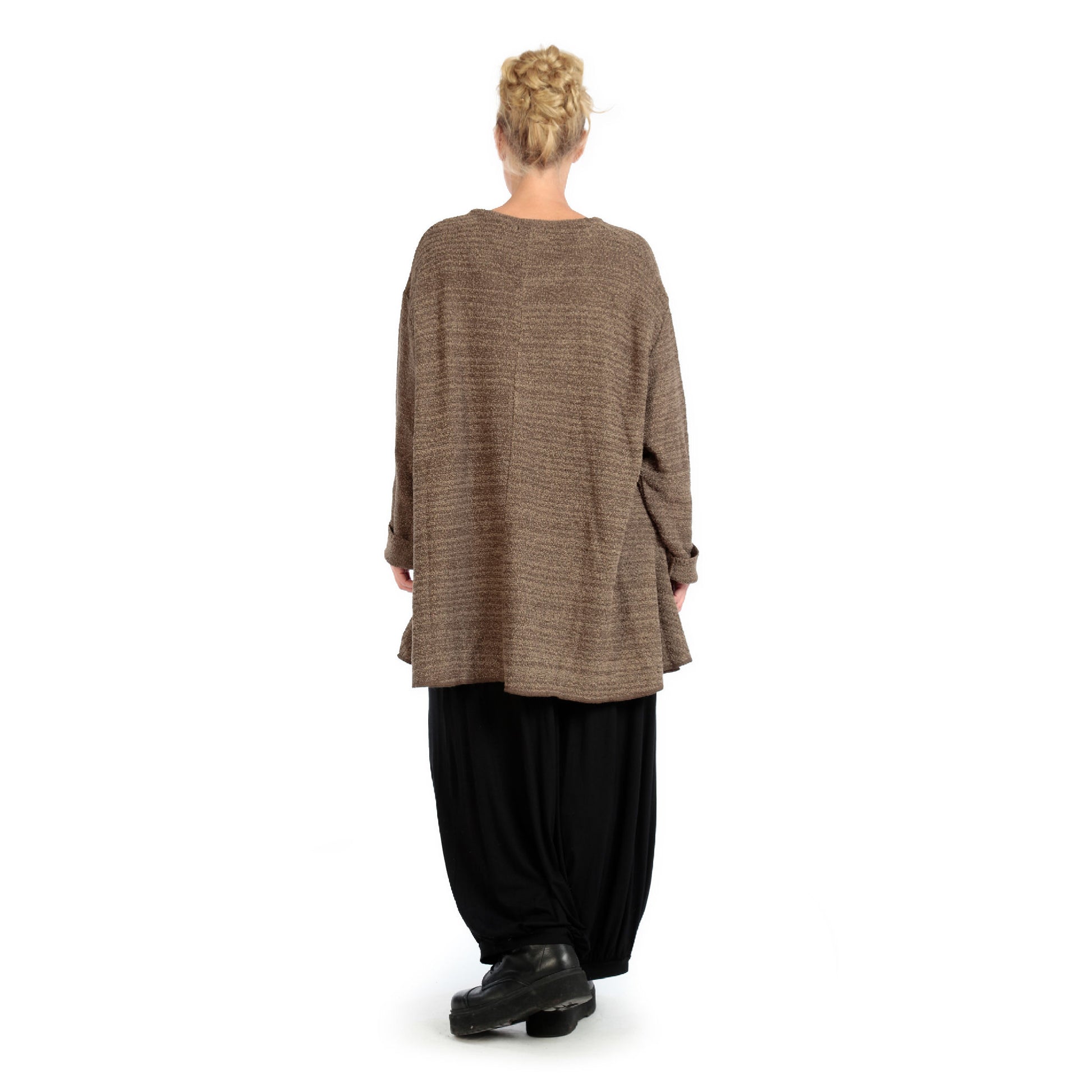  Shirt von AKH Fashion aus Materialmix in Glocken-Form, 1134.01892, Cognac-Beige-Meliert