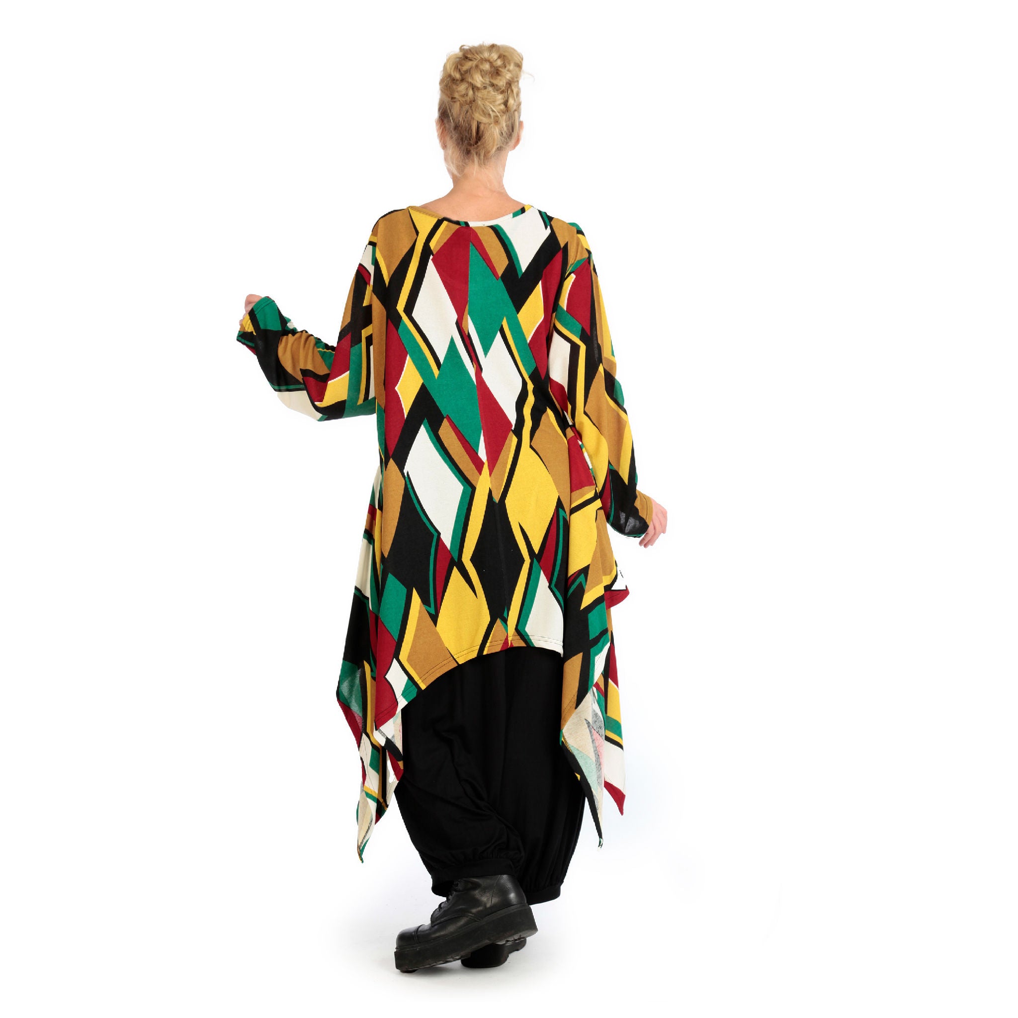 A-Form Kleid von AKH Fashion aus Viskose, 1138.06865, Rot-Grün-Weiß, Trapez, Schick