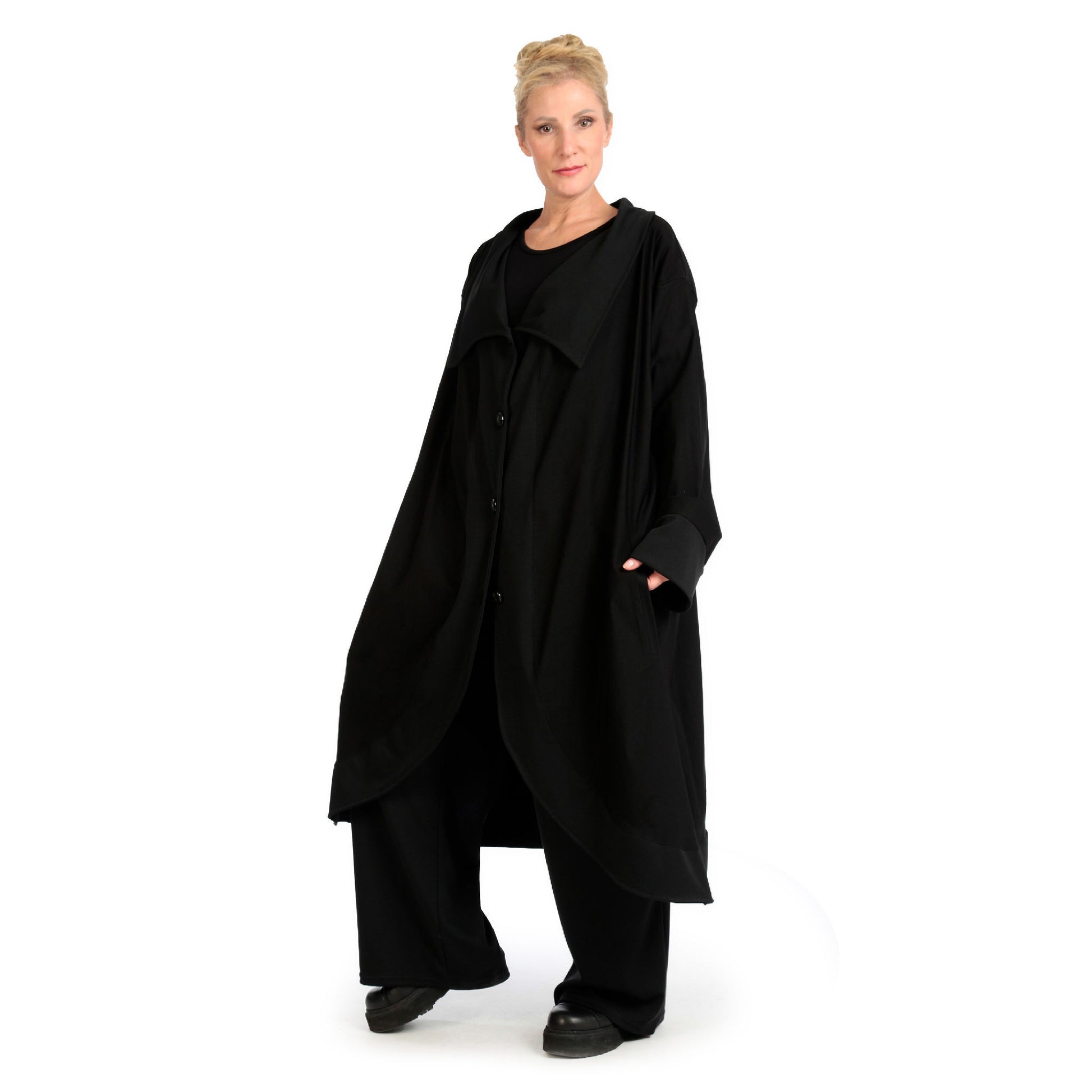  A-Form Mantel von AKH Fashion aus Viskose, 1139.06855, Schwarz, Unifarben, Schick, Modern