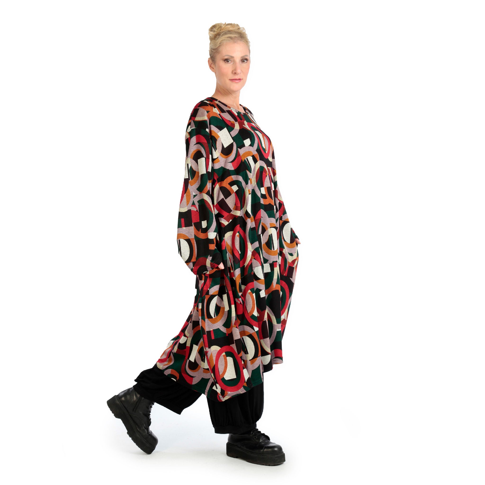  Ballonkleid von AKH Fashion aus Materialmix, 1140.06857, Rot-Grün-Schwarz, Grafik, Schick