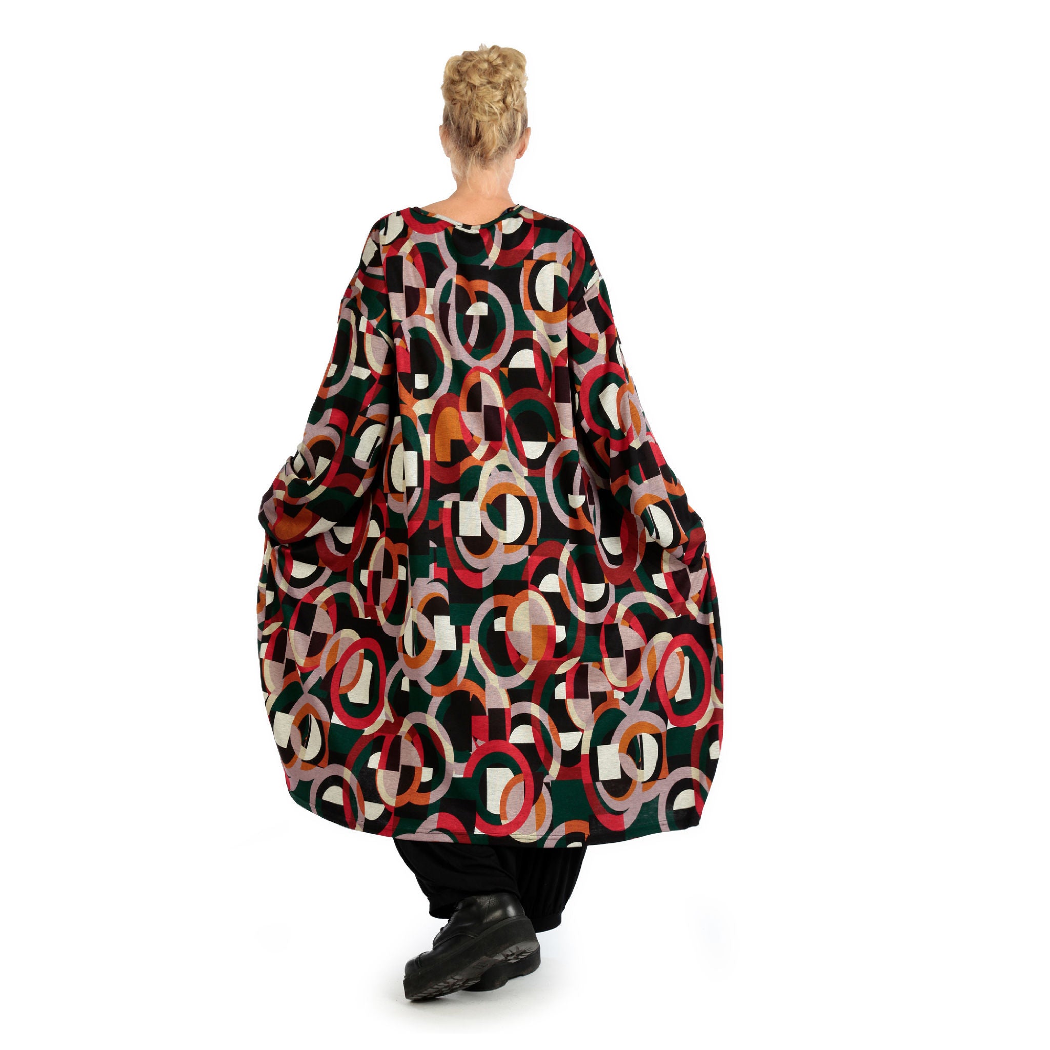  Ballonkleid von AKH Fashion aus Materialmix, 1140.06857, Rot-Grün-Schwarz, Grafik, Schick