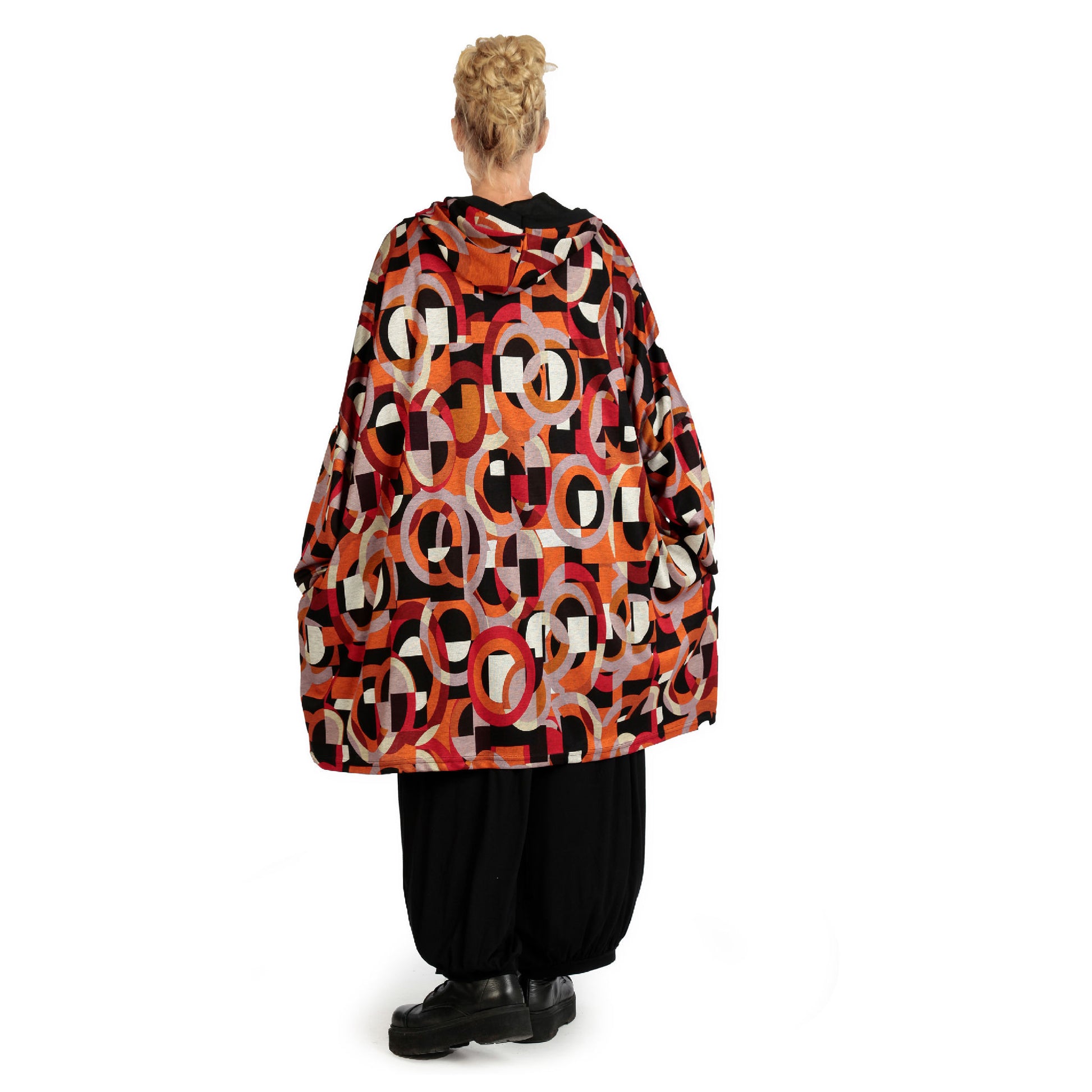  Jacke von AKH Fashion aus Materialmix in kastiger Form, 1140.06859, Rot-Orange-Schwarz