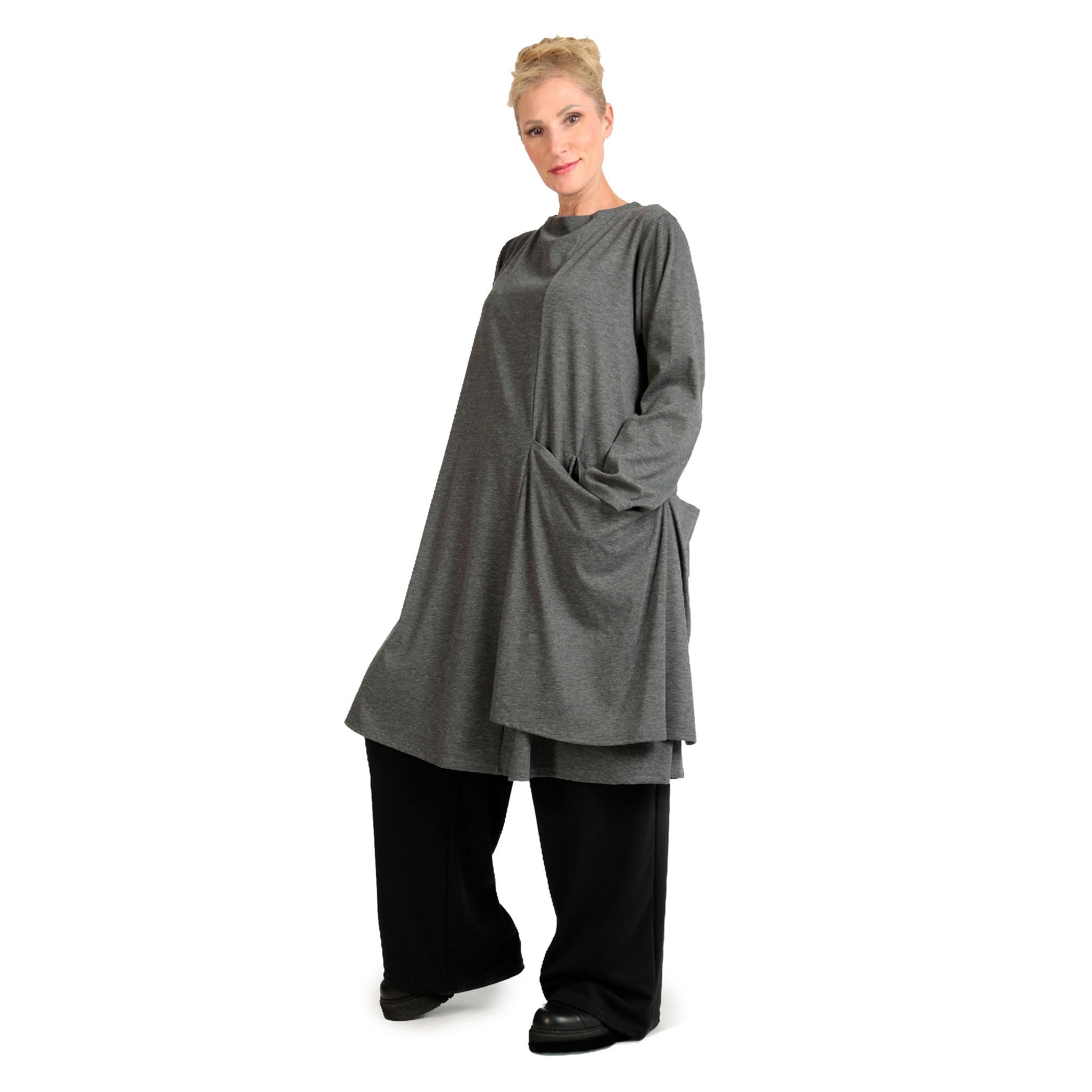  Shirt von AKH Fashion aus Viskose in gerader Form, 1141.06816, Grau, Unifarben, Schick