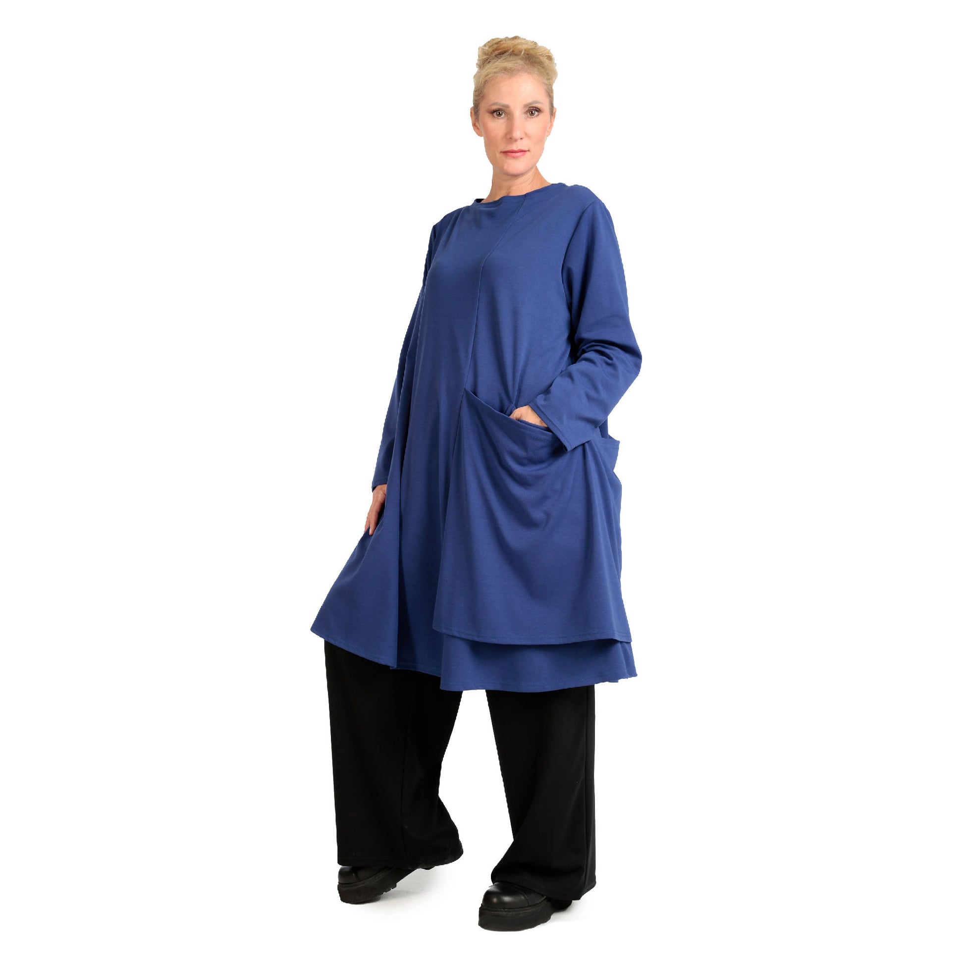  Shirt von AKH Fashion aus Viskose in gerader Form, 1141.06816, Blau, Unifarben, Schick