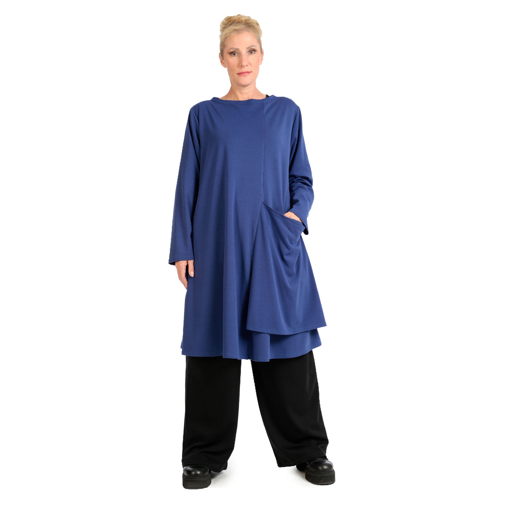  Shirt von AKH Fashion aus Viskose in gerader Form, 1141.06816, Blau, Unifarben, Schick