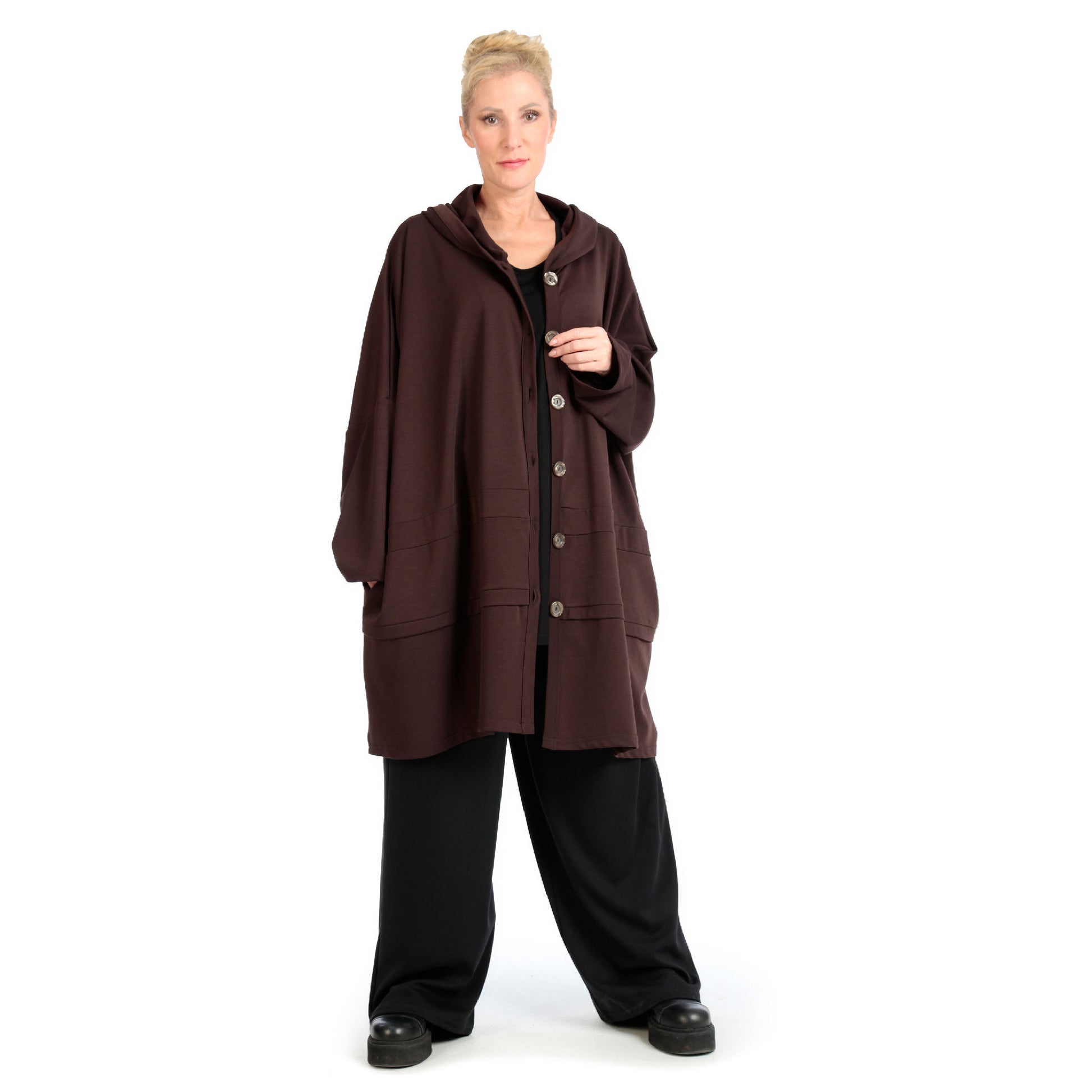  Jacke von AKH Fashion aus Viskose in kastiger Form, 1141.06857, Braun, Unifarben, Schick