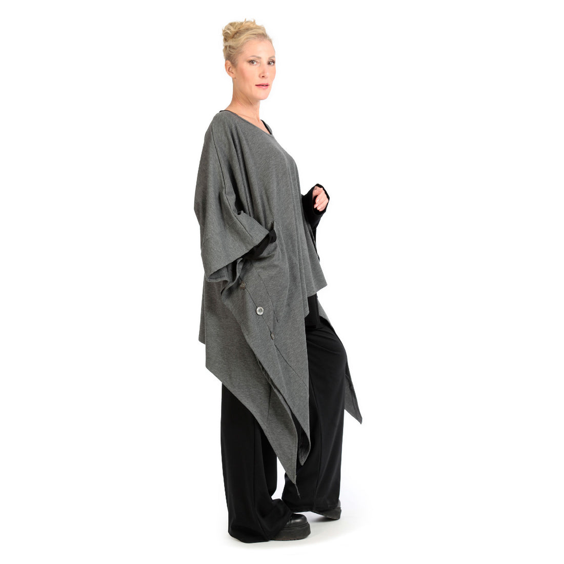  Zipfel Bigshirt von AKH Fashion aus Viskose, 1141.06858, Grau, Unifarben, Ausgefallen, Modern