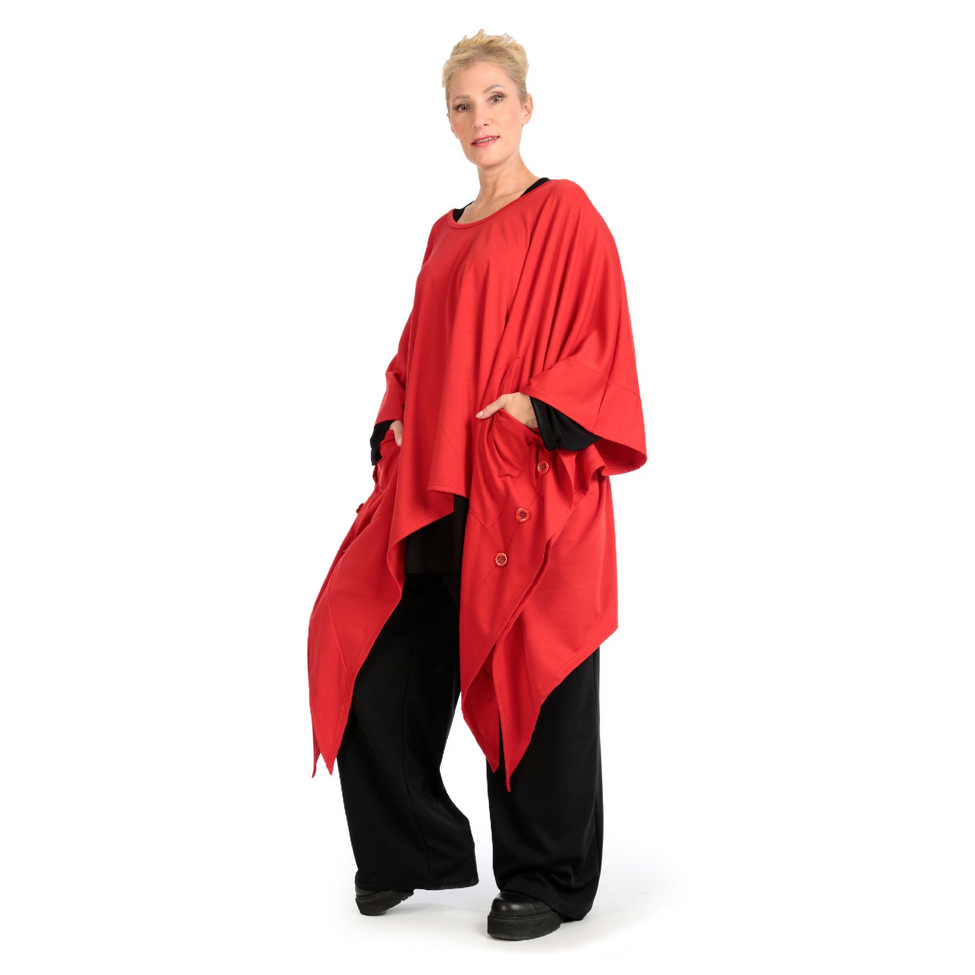  Zipfel Bigshirt von AKH Fashion aus Viskose, 1141.06858, Rot, Unifarben, Ausgefallen, Modern