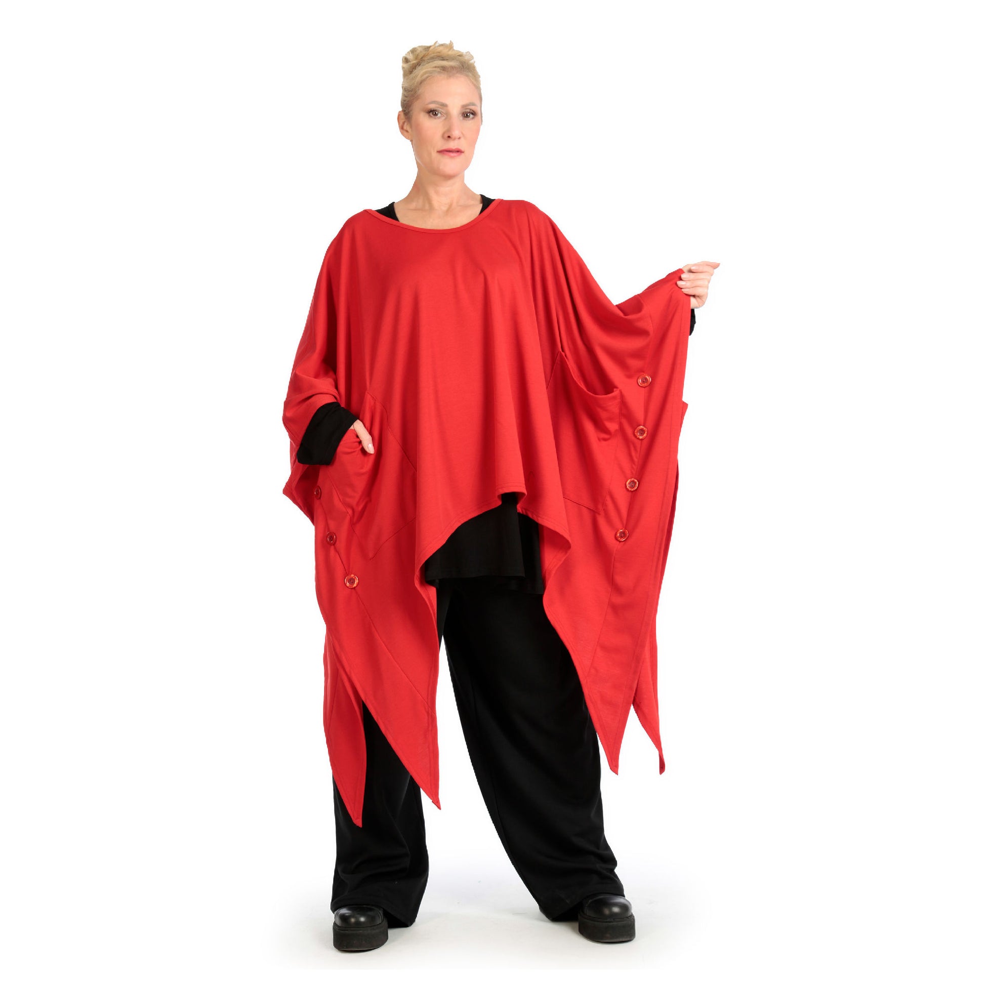  Zipfel Bigshirt von AKH Fashion aus Viskose, 1141.06858, Rot, Unifarben, Ausgefallen, Modern