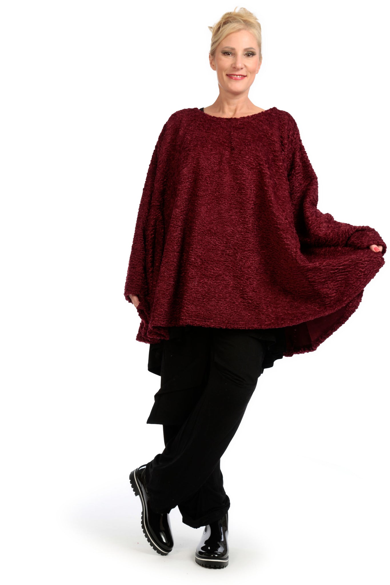  A-Form Bigshirt von AKH Fashion aus Polycarbonat, 1146.00593, Weinrot, Unifarben, Ausgefallen