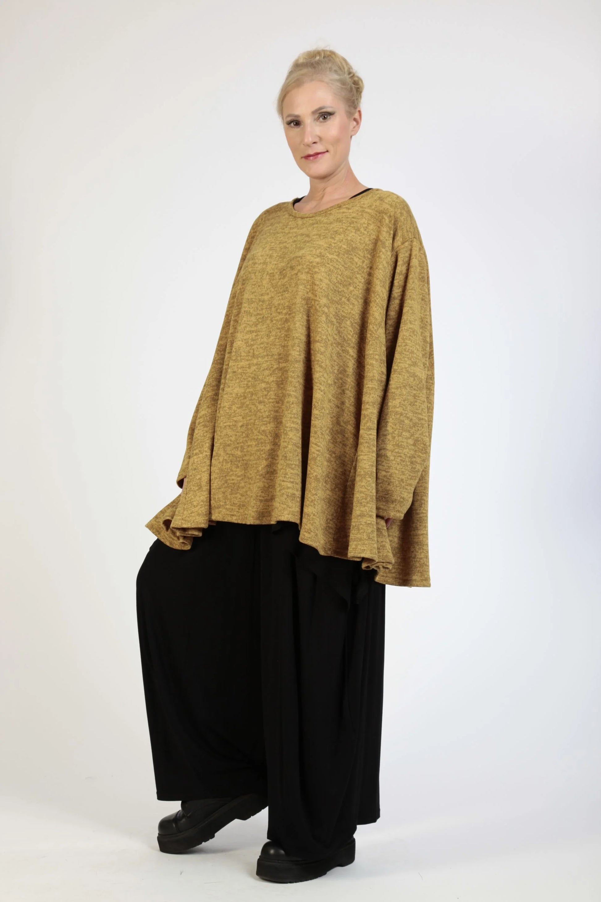  A-Form Bigshirt von AKH Fashion aus Polyester, 1179.00593, Senf, Meliert, Ausgefallen, Modern