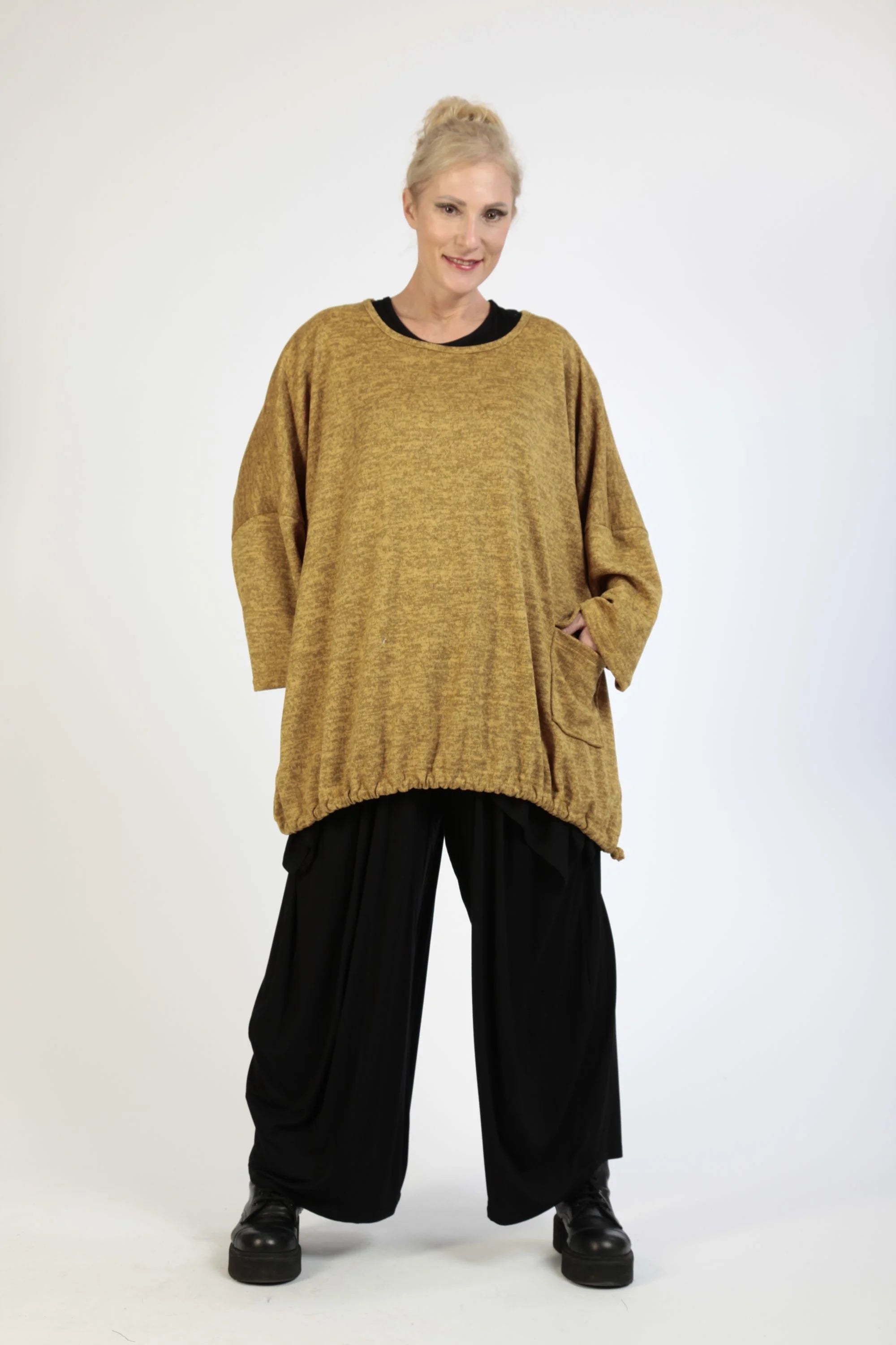  BallonBigshirt von AKH Fashion aus Polyester, 1179.06601, Senf, Meliert, Schick, Modern