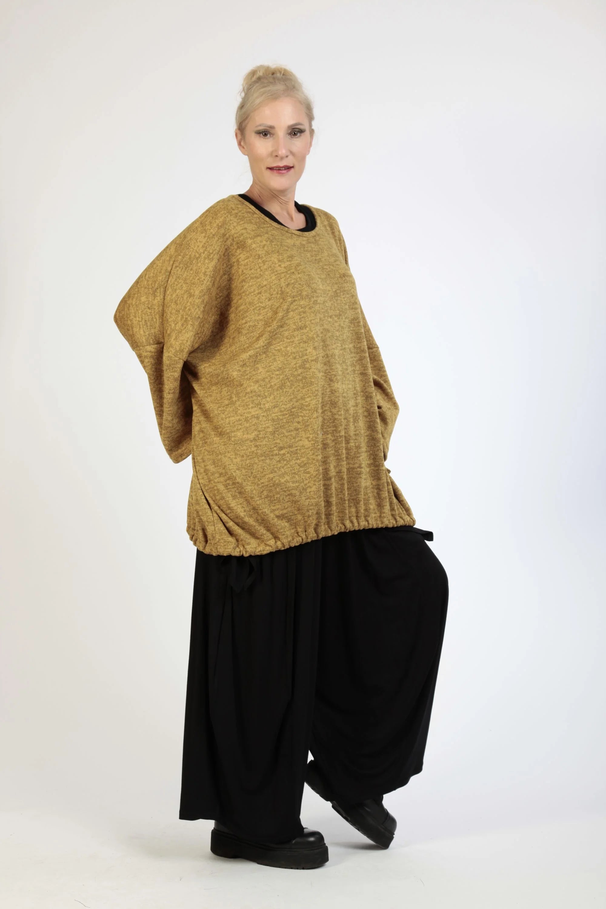  BallonBigshirt von AKH Fashion aus Polyester, 1179.06601, Senf, Meliert, Schick, Modern