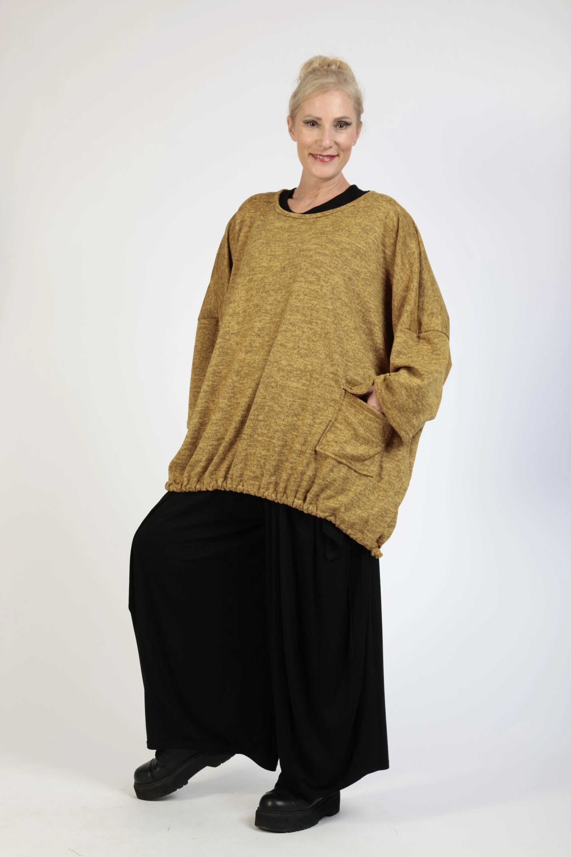  BallonBigshirt von AKH Fashion aus Polyester, 1179.06601, Senf, Meliert, Schick, Modern