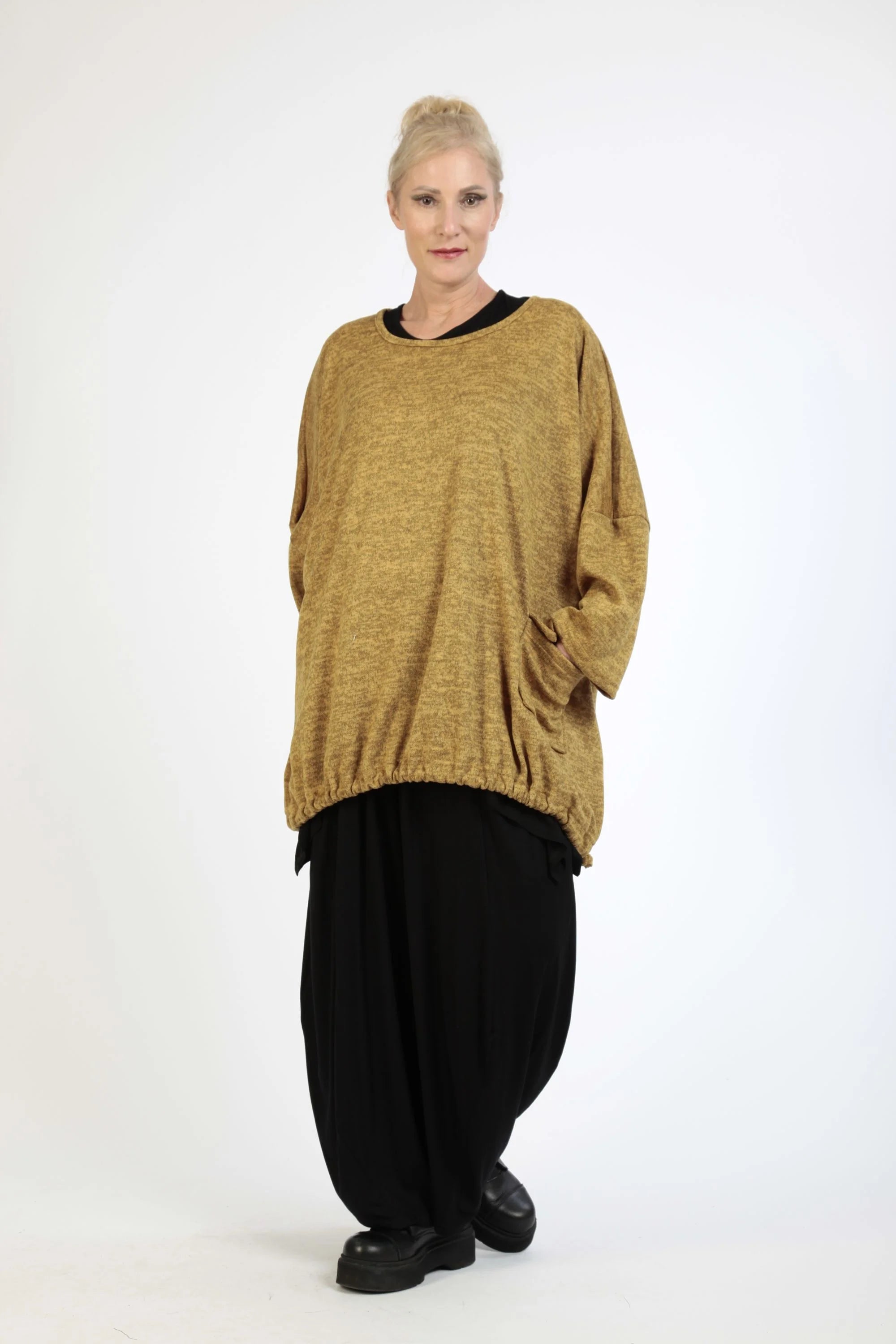  BallonBigshirt von AKH Fashion aus Polyester, 1179.06601, Senf, Meliert, Schick, Modern