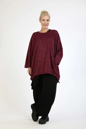  Ballonshirt in meliertem Weinrot – bequeme oversized Passform für Plus-Size-Fashionistas