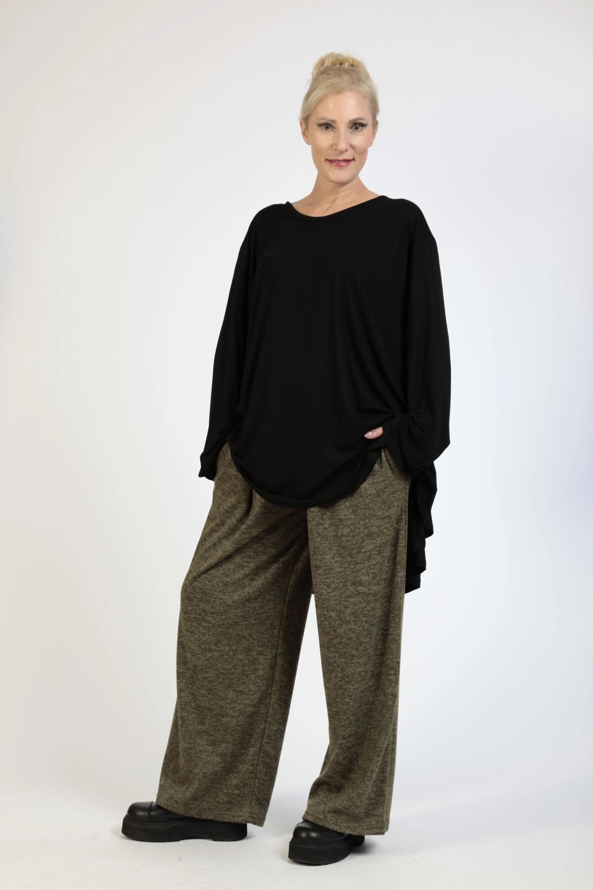  AKH Fashion Hose in gerader Form, aus Polyester, 1179.06852, Olive, Meliert, Schick