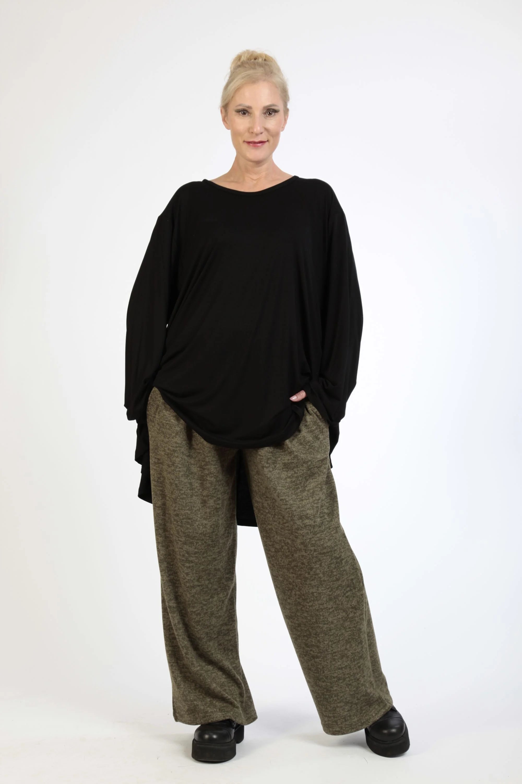  AKH Fashion Hose in gerader Form, aus Polyester, 1179.06852, Olive, Meliert, Schick