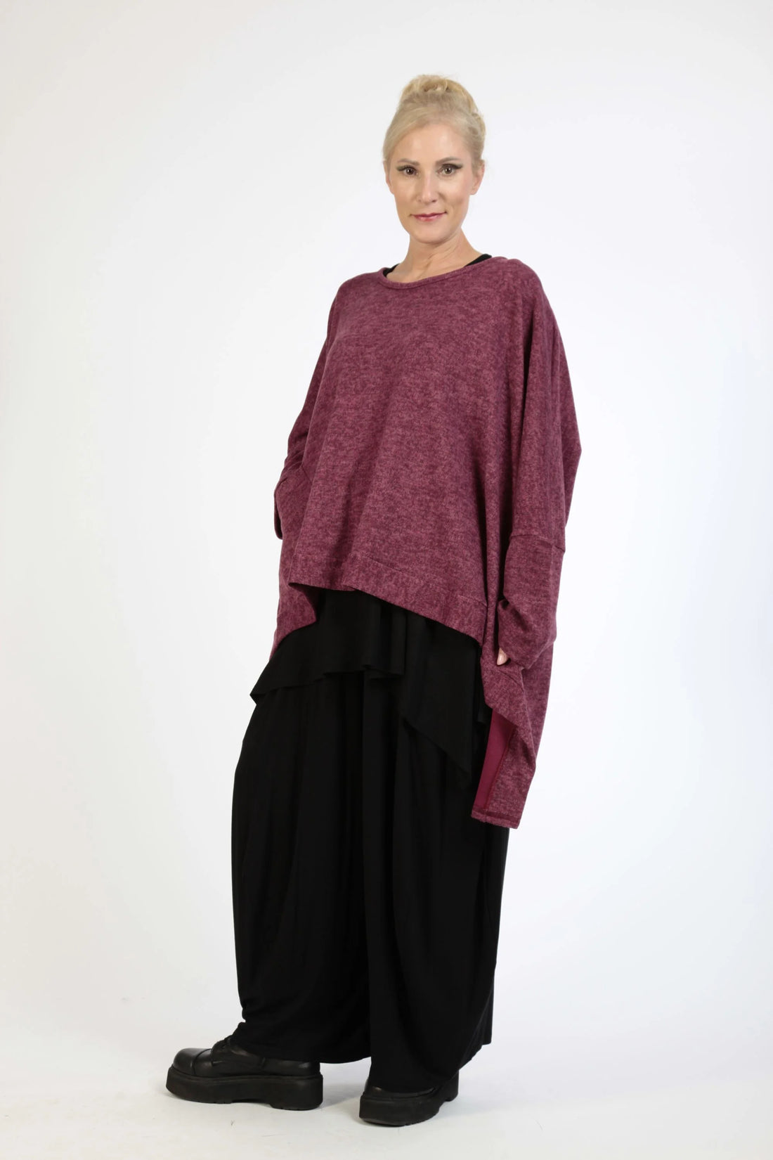  AKH Fashion Bigshirt in Vokuhila-Form, aus Polyester, 1179.06861, Fuchsia, Meliert, Schick