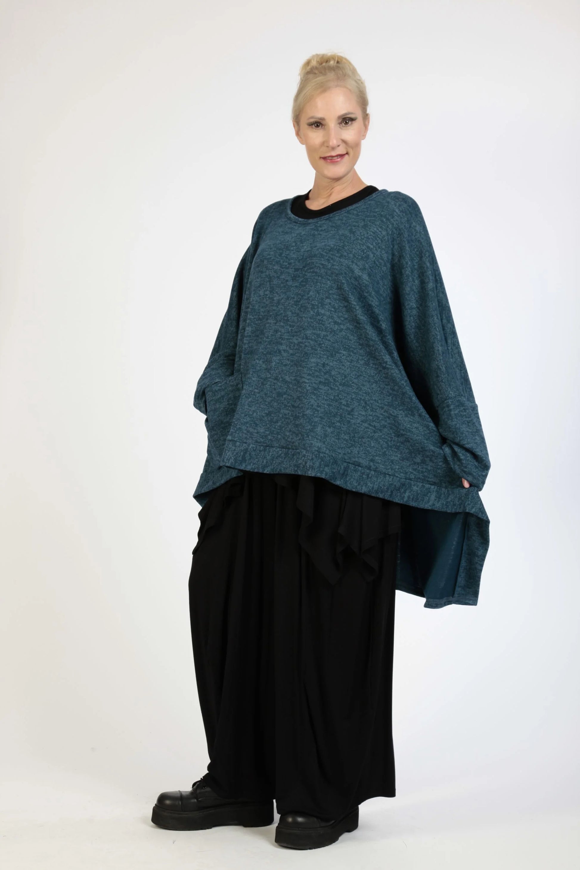  Bigshirt von AKH Fashion aus Polyester in Vokuhila-Form, 1179.06861, Petrol, Schick, Modern