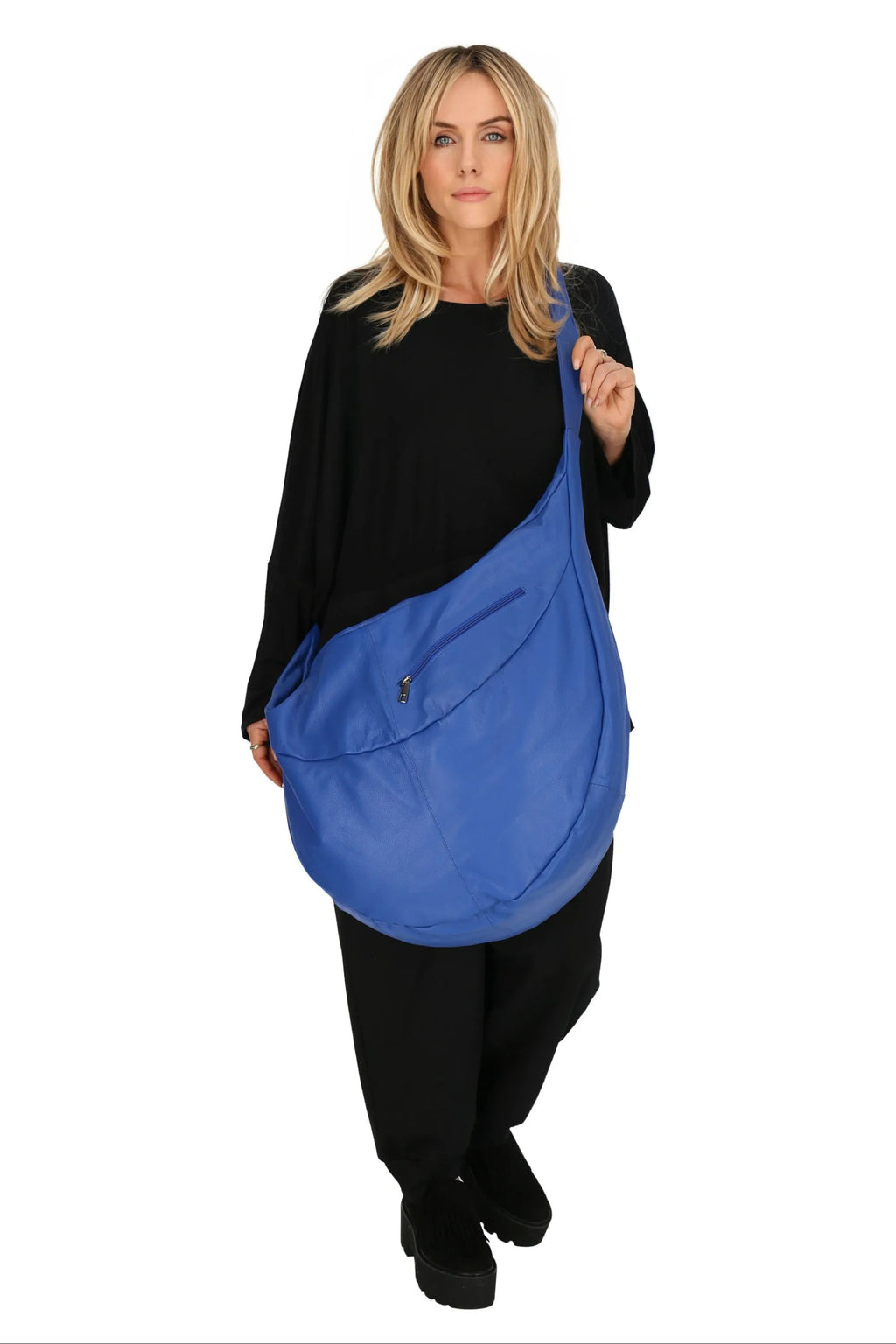  Ballon Tasche von AKH Fashion aus Leder, 1180.DJ004, Royalblau, Schick, Modern, Bequem