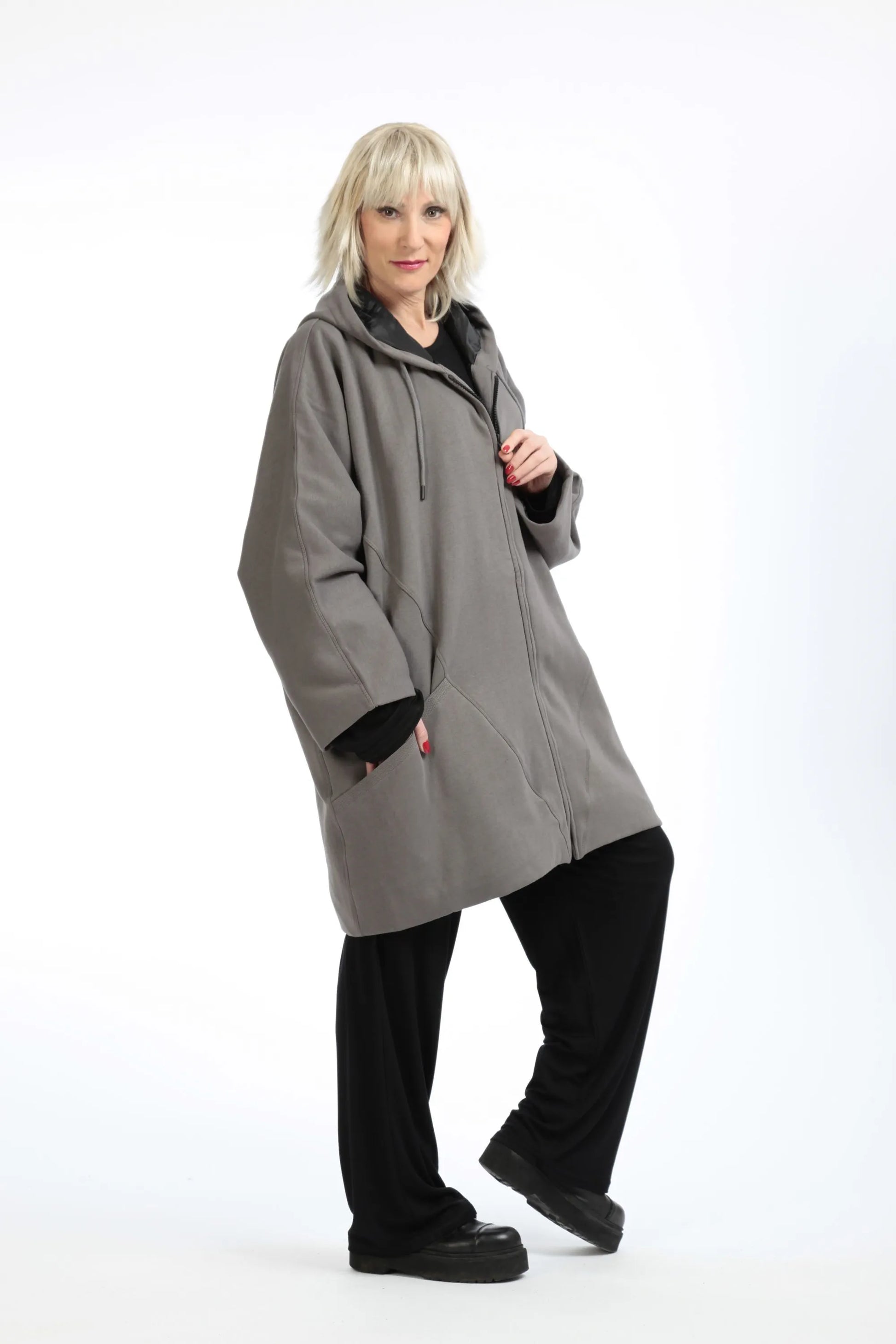  Jacke von AKH Fashion aus Baumwolle in gerader Form, 1189.09201, Grau, Unifarben, Schick