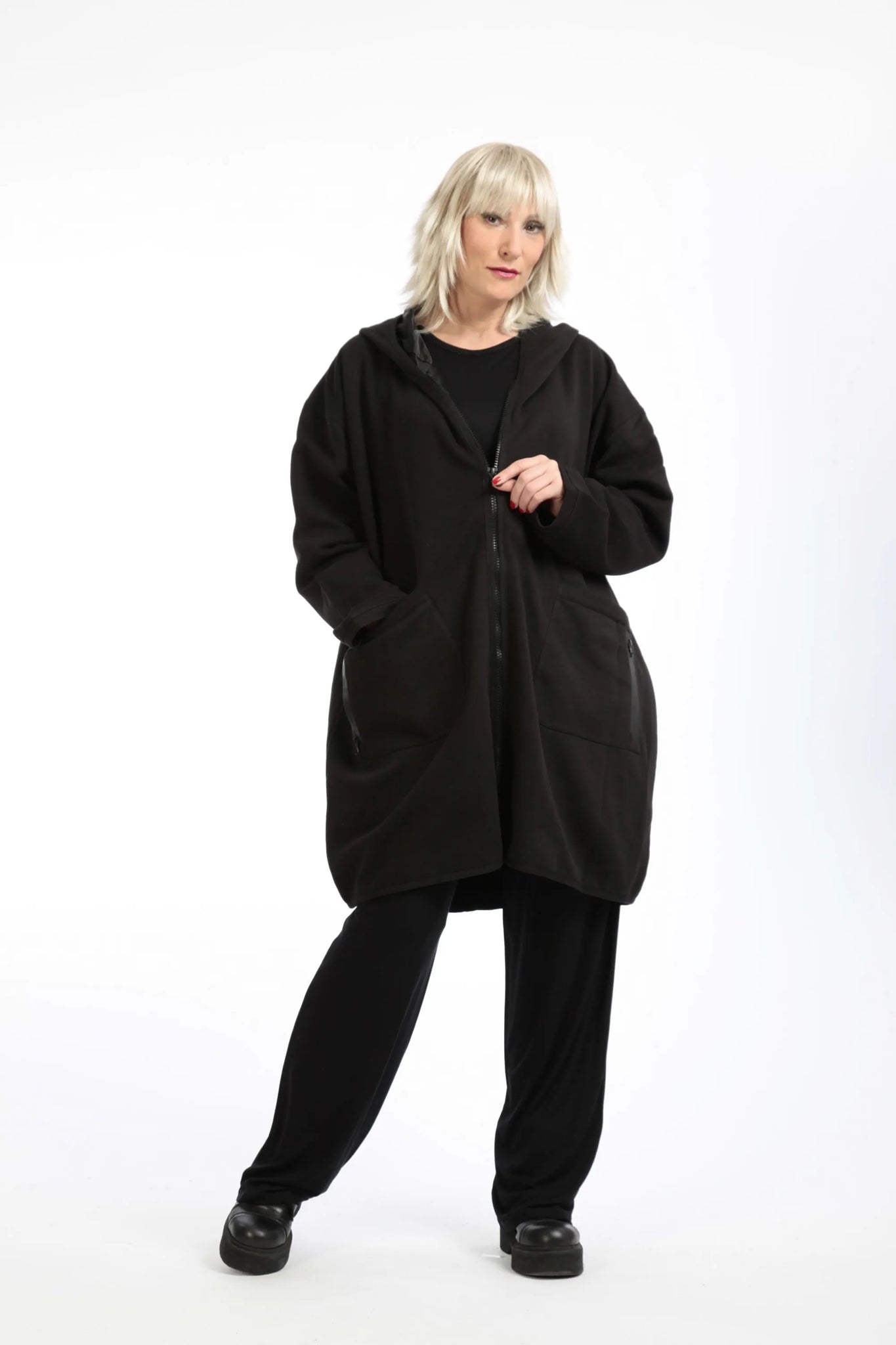  Jacke von AKH Fashion aus Baumwolle in gerader Form, 1189.09203, Schwarz, Schick, Modern