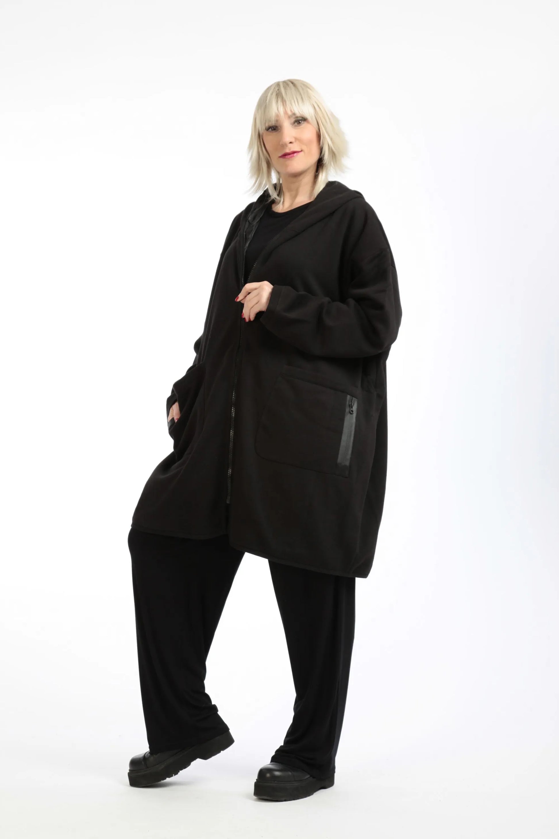  Jacke von AKH Fashion aus Baumwolle in gerader Form, 1189.09203, Schwarz, Schick, Modern