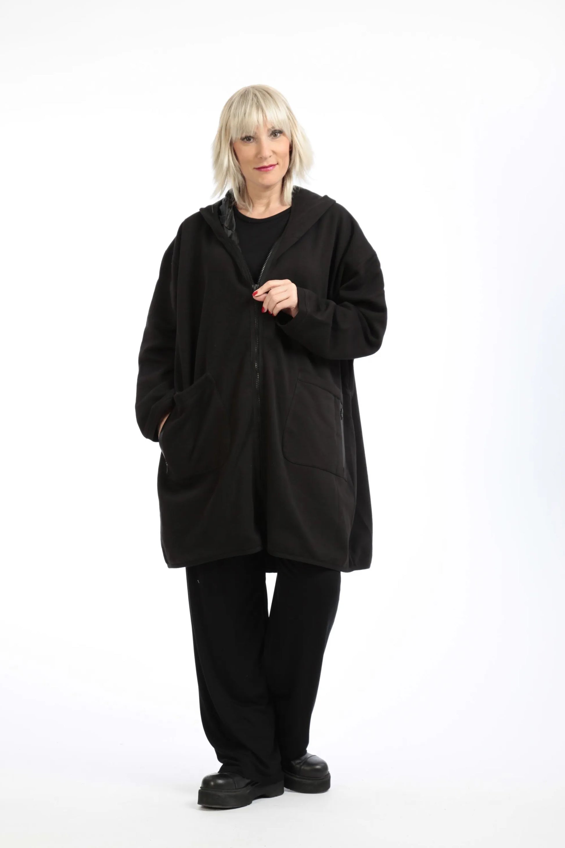  Jacke von AKH Fashion aus Baumwolle in gerader Form, 1189.09203, Schwarz, Schick, Modern