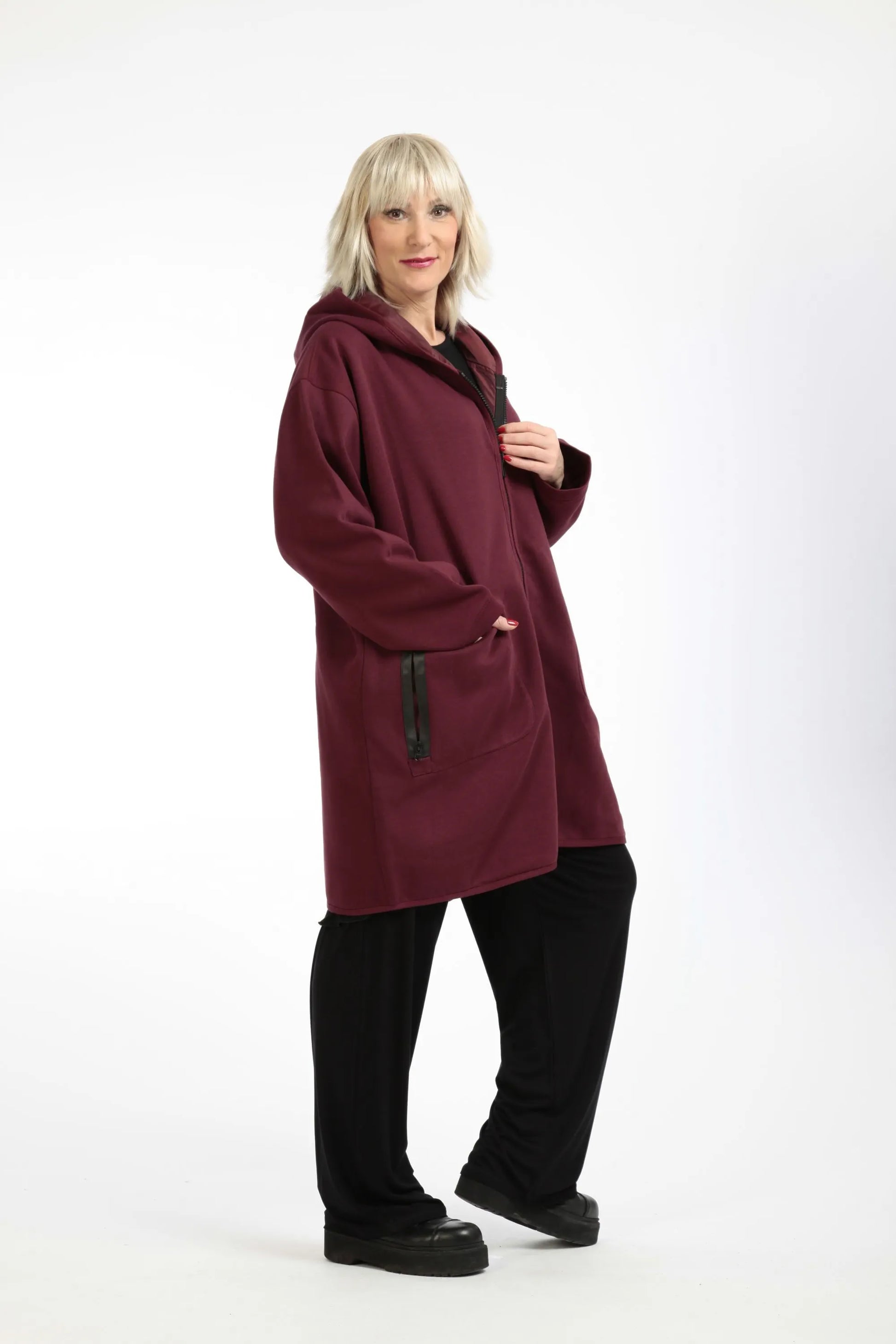  Jacke von AKH Fashion aus Baumwolle in gerader Form, 1189.09203, Weinrot, Schick, Modern