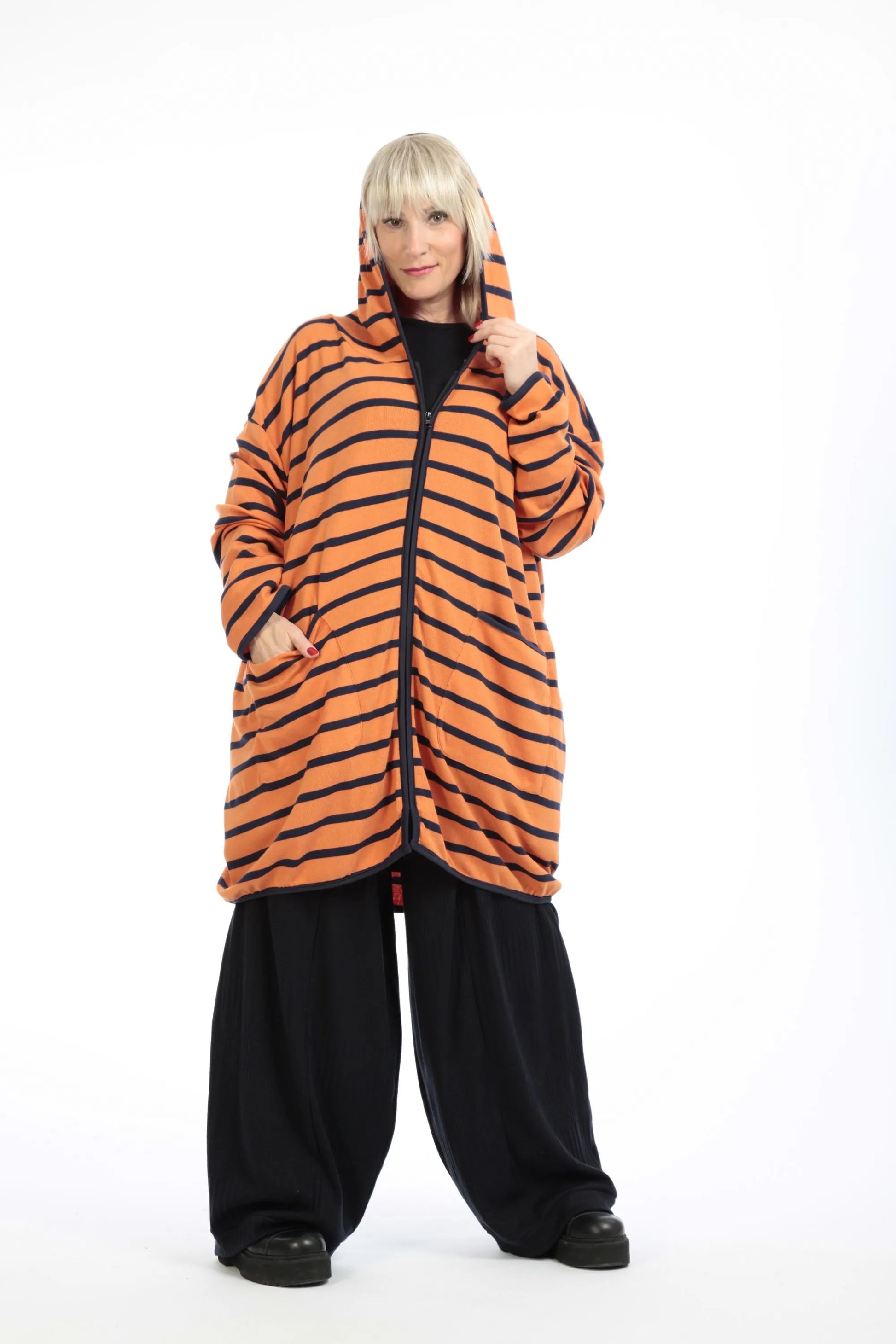  Jacke von AKH Fashion aus Materialmix in gerader Form, 1190.07598, Orange-Blau, Schick