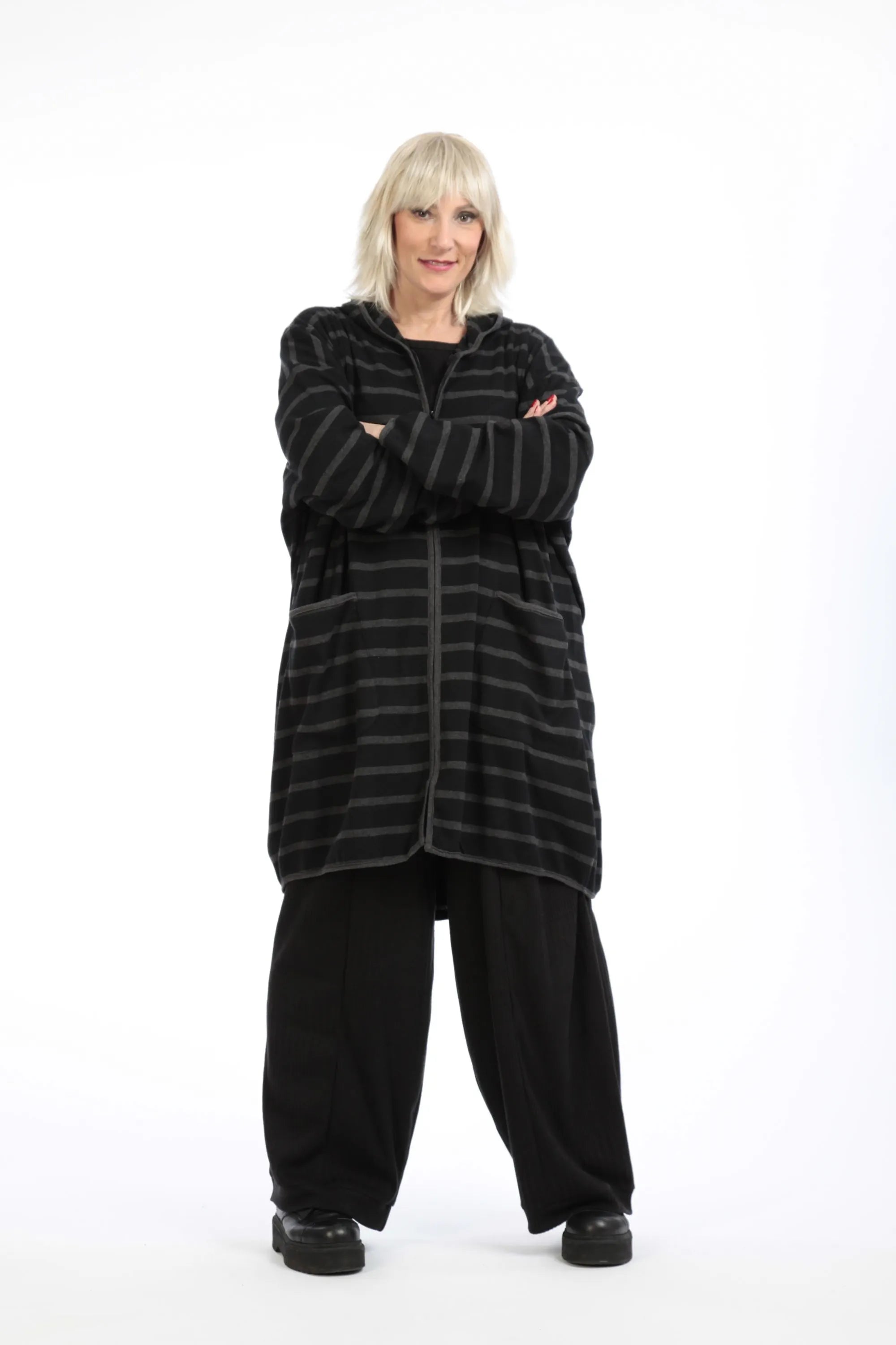  AKH Fashion Jacke in gerader Form, aus Materialmix, 1190.07598, Schwarz-Dunkelgrau