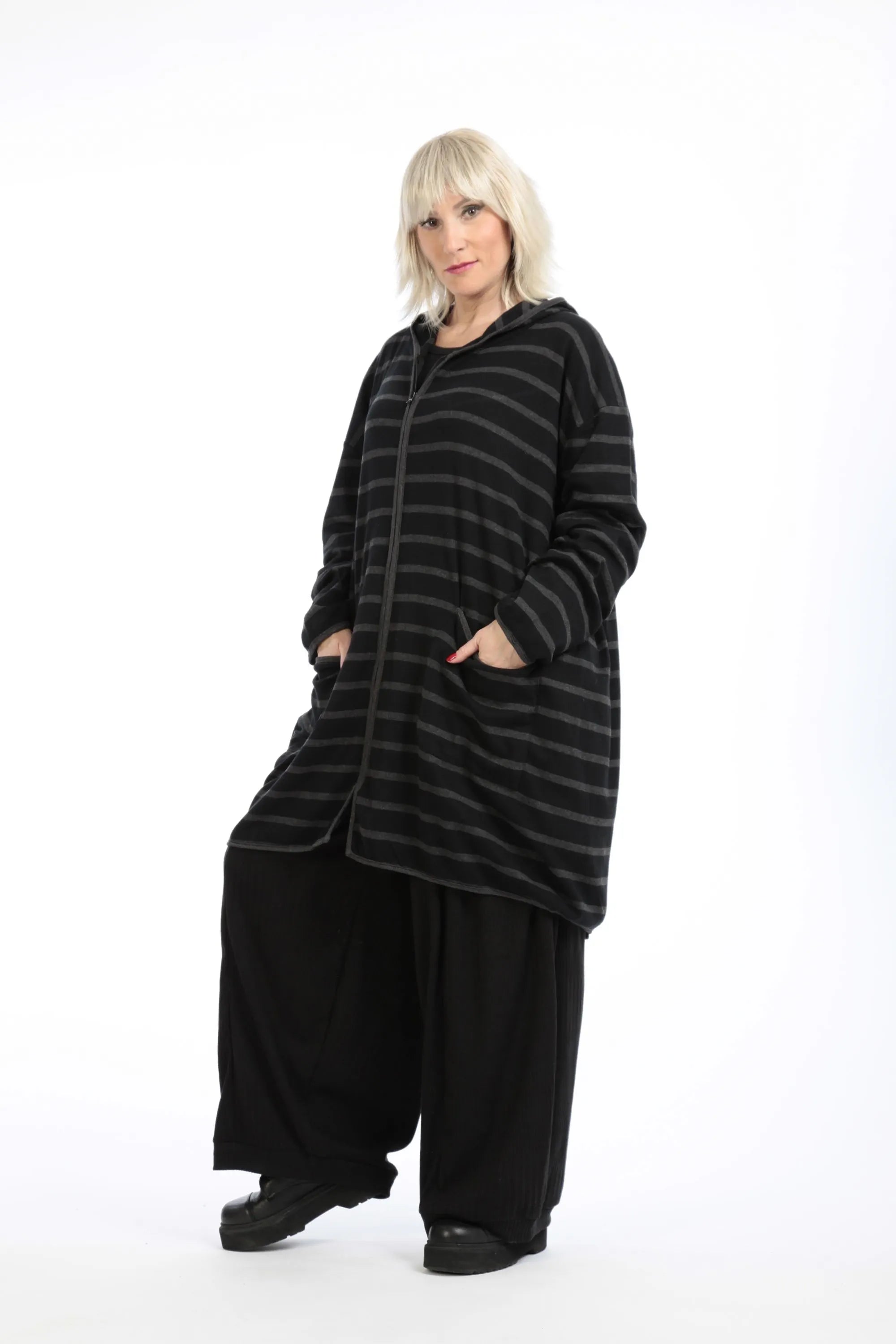  AKH Fashion Jacke in gerader Form, aus Materialmix, 1190.07598, Schwarz-Dunkelgrau