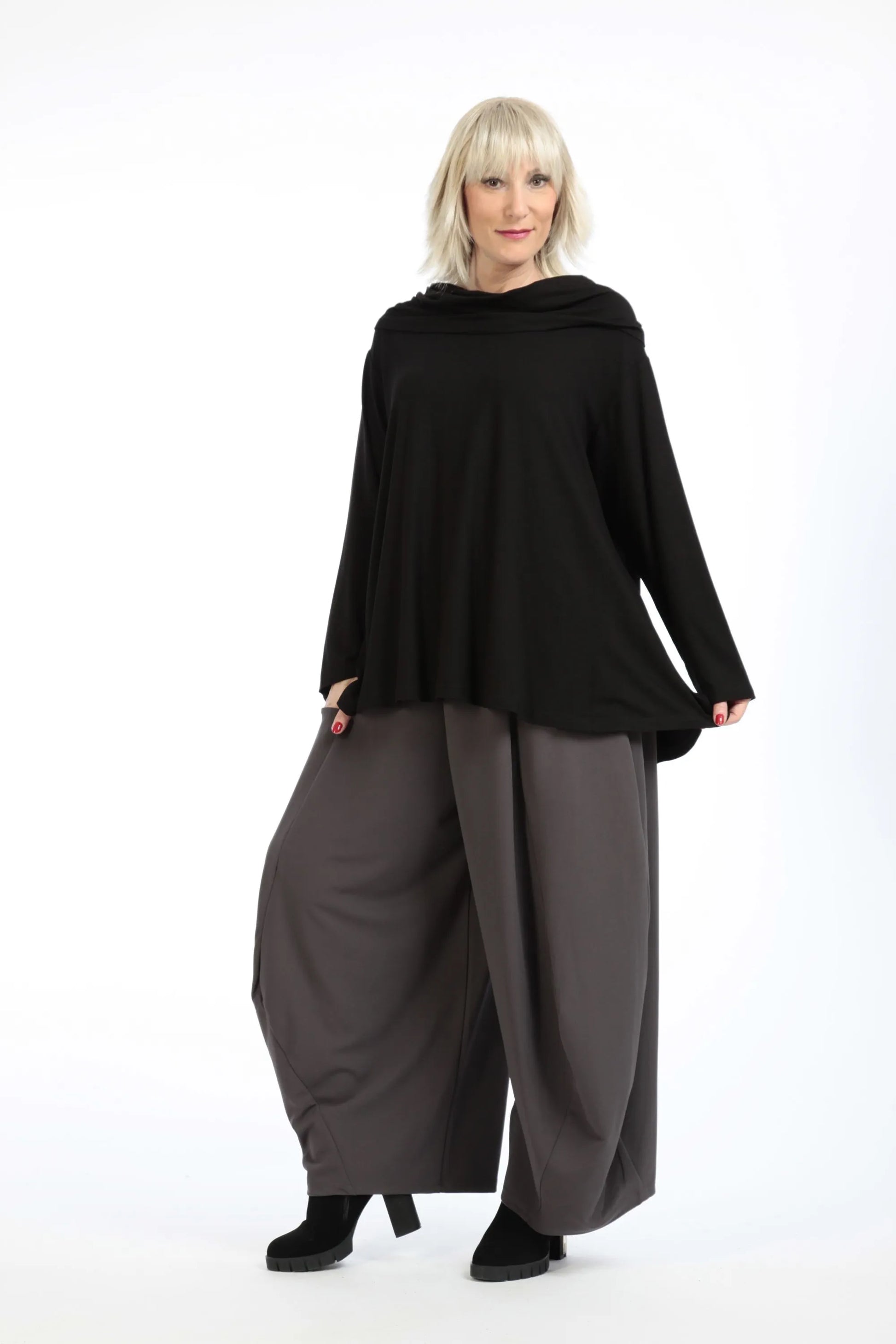  A-Form Shirt von AKH Fashion aus Viskose, 1195.01905, Schwarz, Unifarben, Schick, Modern