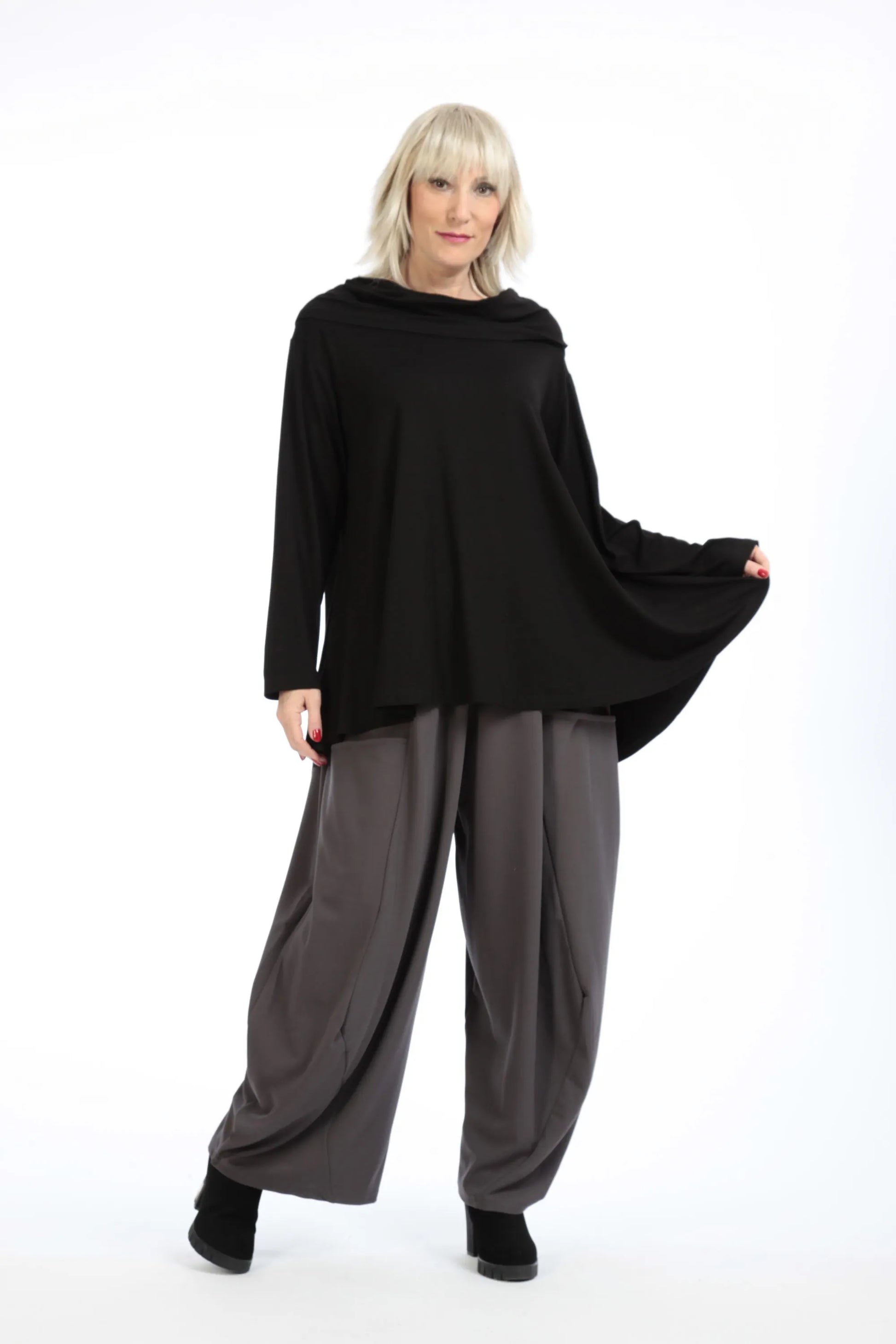  A-Form Shirt von AKH Fashion aus Viskose, 1195.01905, Schwarz, Unifarben, Schick, Modern