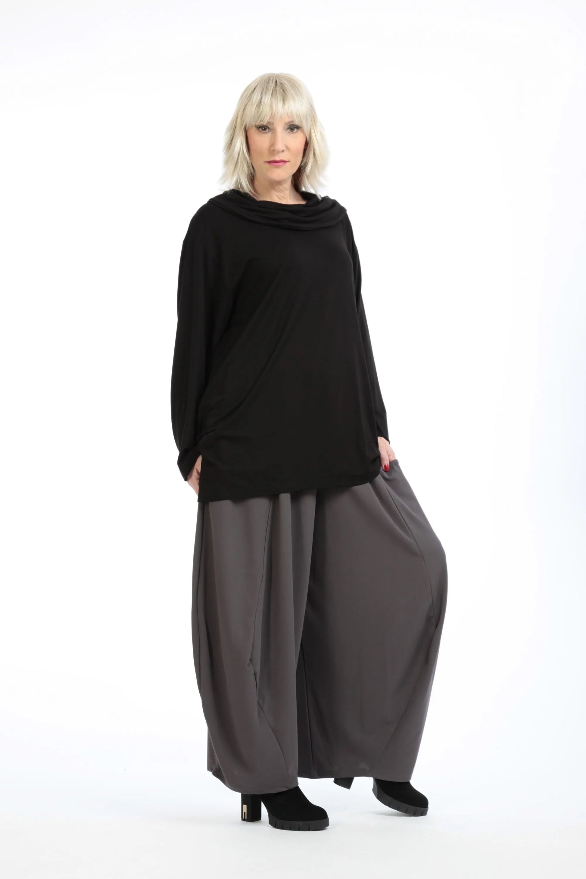  A-Form Shirt von AKH Fashion aus Viskose, 1195.01910, Schwarz, Unifarben, Schick, Modern