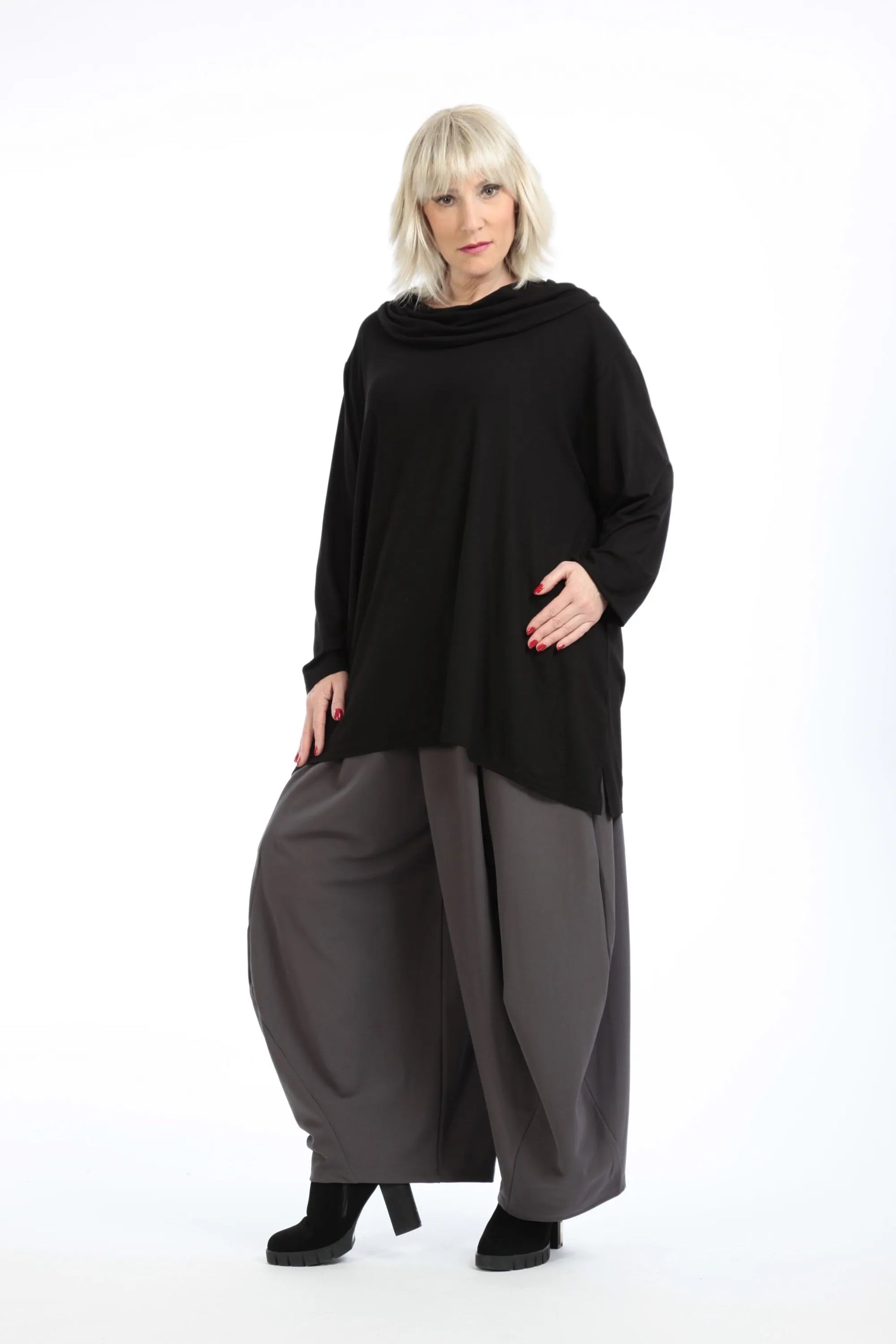  A-Form Shirt von AKH Fashion aus Viskose, 1195.01910, Schwarz, Unifarben, Schick, Modern