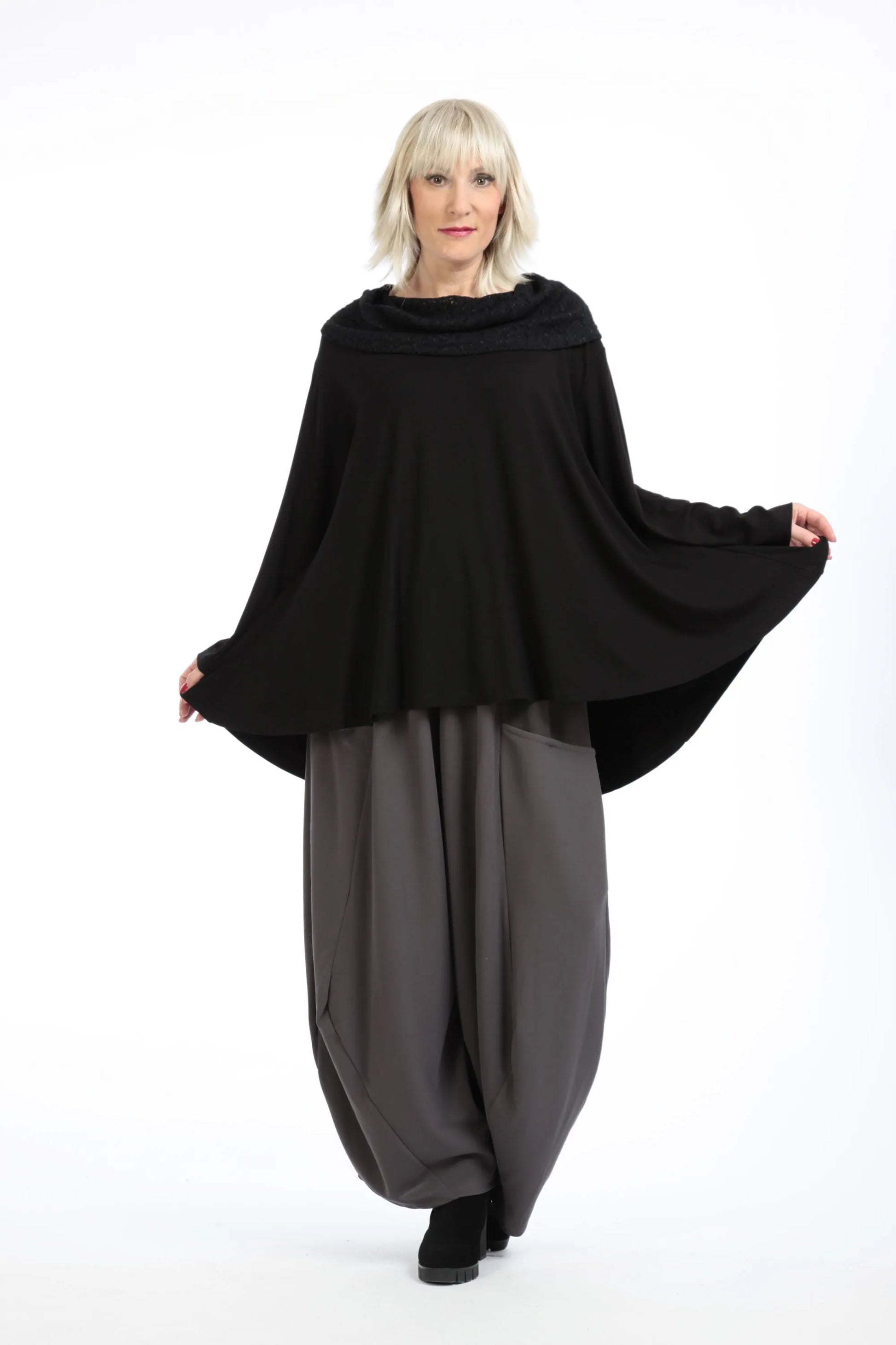  A-Form Shirt von AKH Fashion aus Viskose, 1195.01950, Schwarz, Unifarben, Schick, Modern