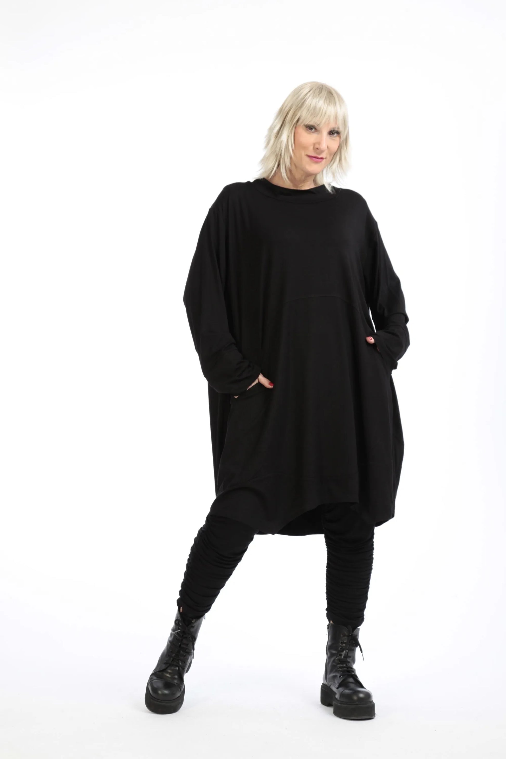  Ballonshirt von AKH Fashion aus Viskose, 1195.02139, Schwarz, Unifarben, Schick, Modern