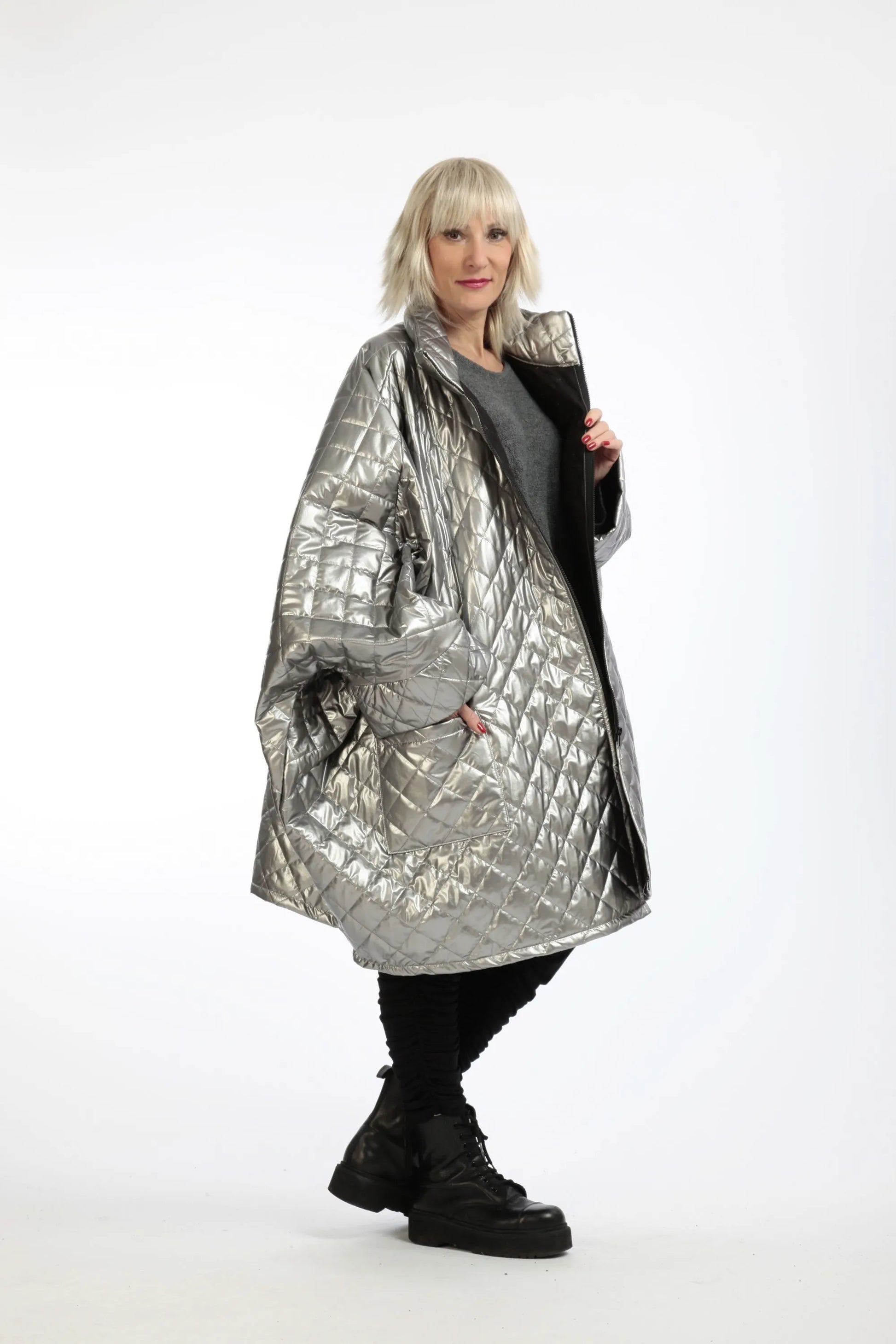  Jacke von AKH Fashion aus Polyurethan in kastiger Form, 1196.06826, Silber, Ausgefallen