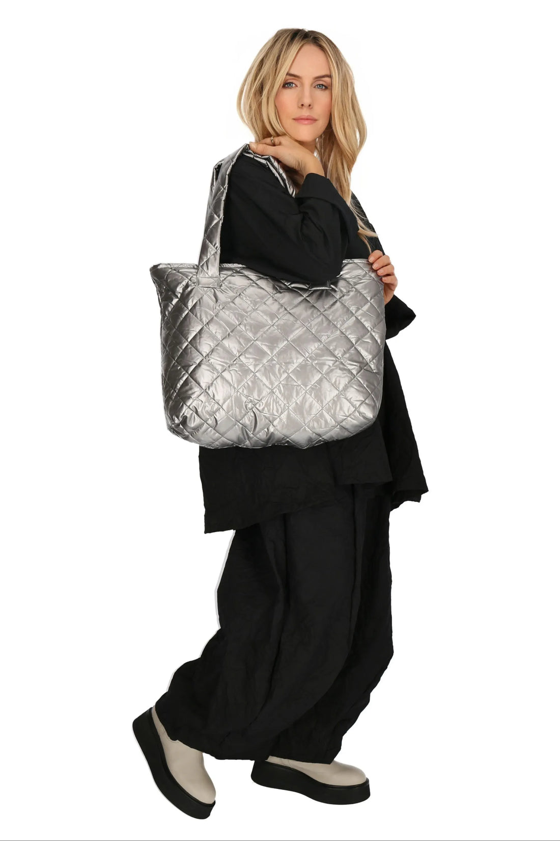  Tasche von AKH Fashion aus Polyurethan in gerader Form, 1196.08020, Silber, Ausgefallen