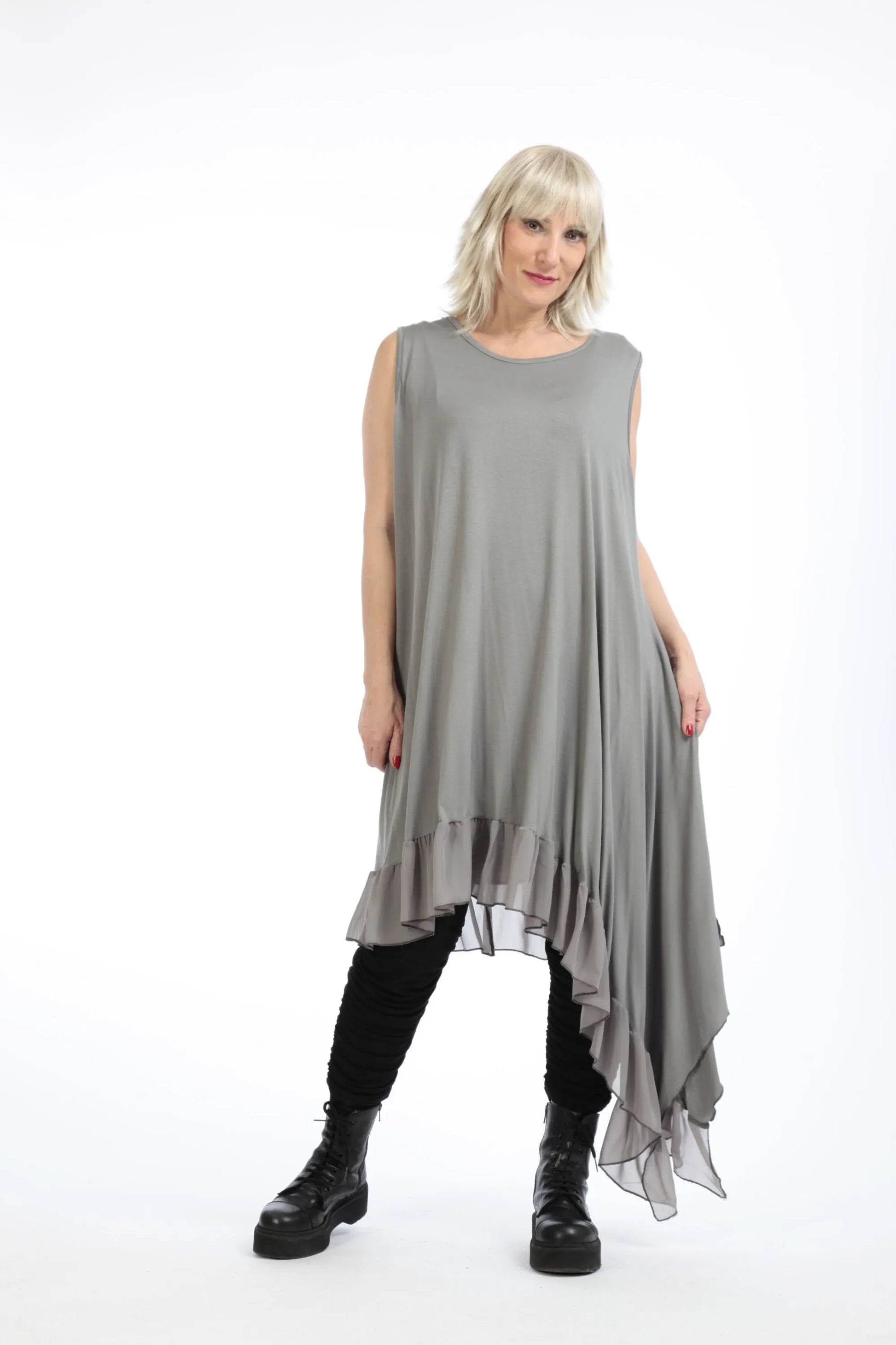  Tunika von AKH Fashion aus Viskose in asymmetrischer Form, 1197.06874, Grau, Ausgefallen